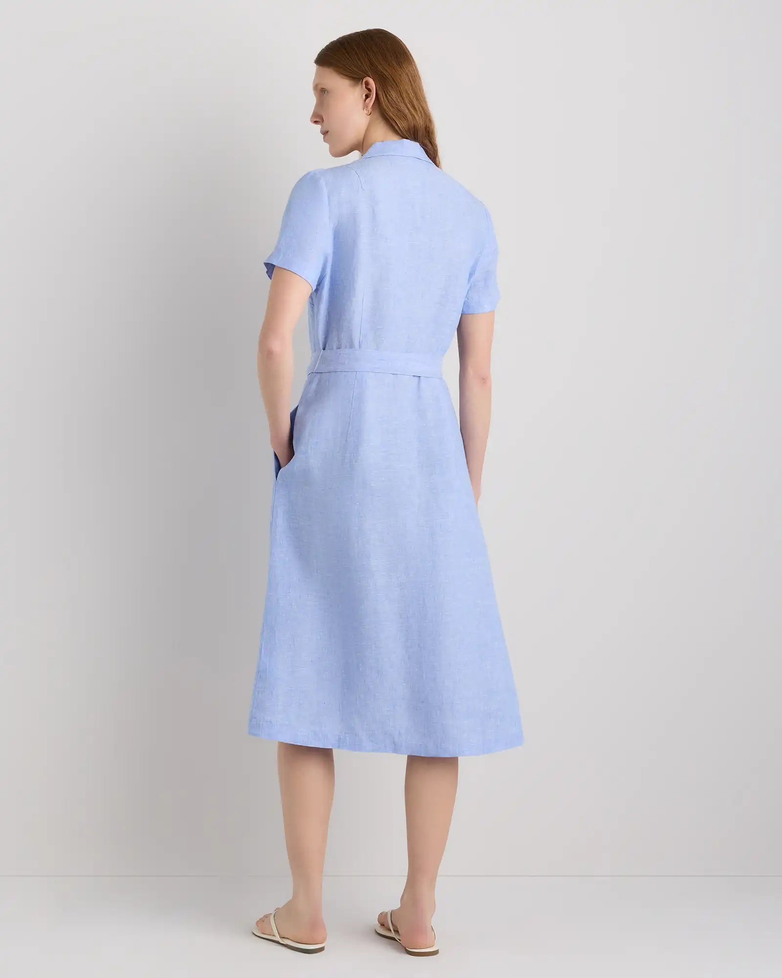 100% European Linen Button Front Dress