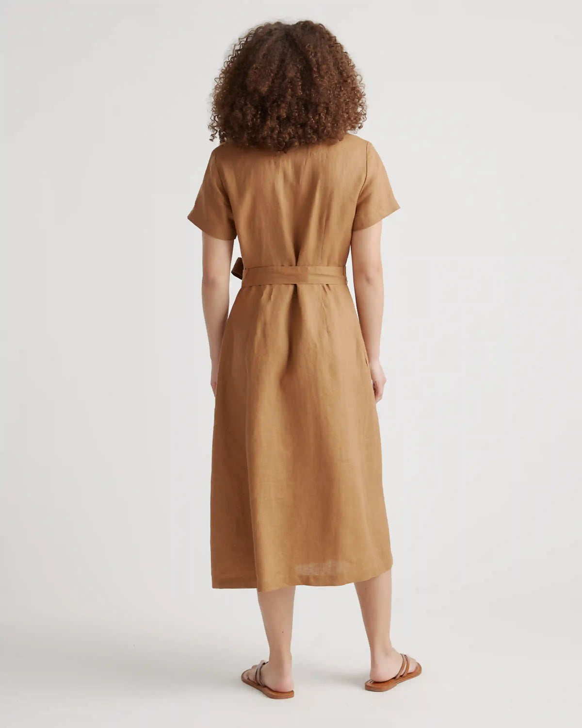 100% European Linen Button Front Dress