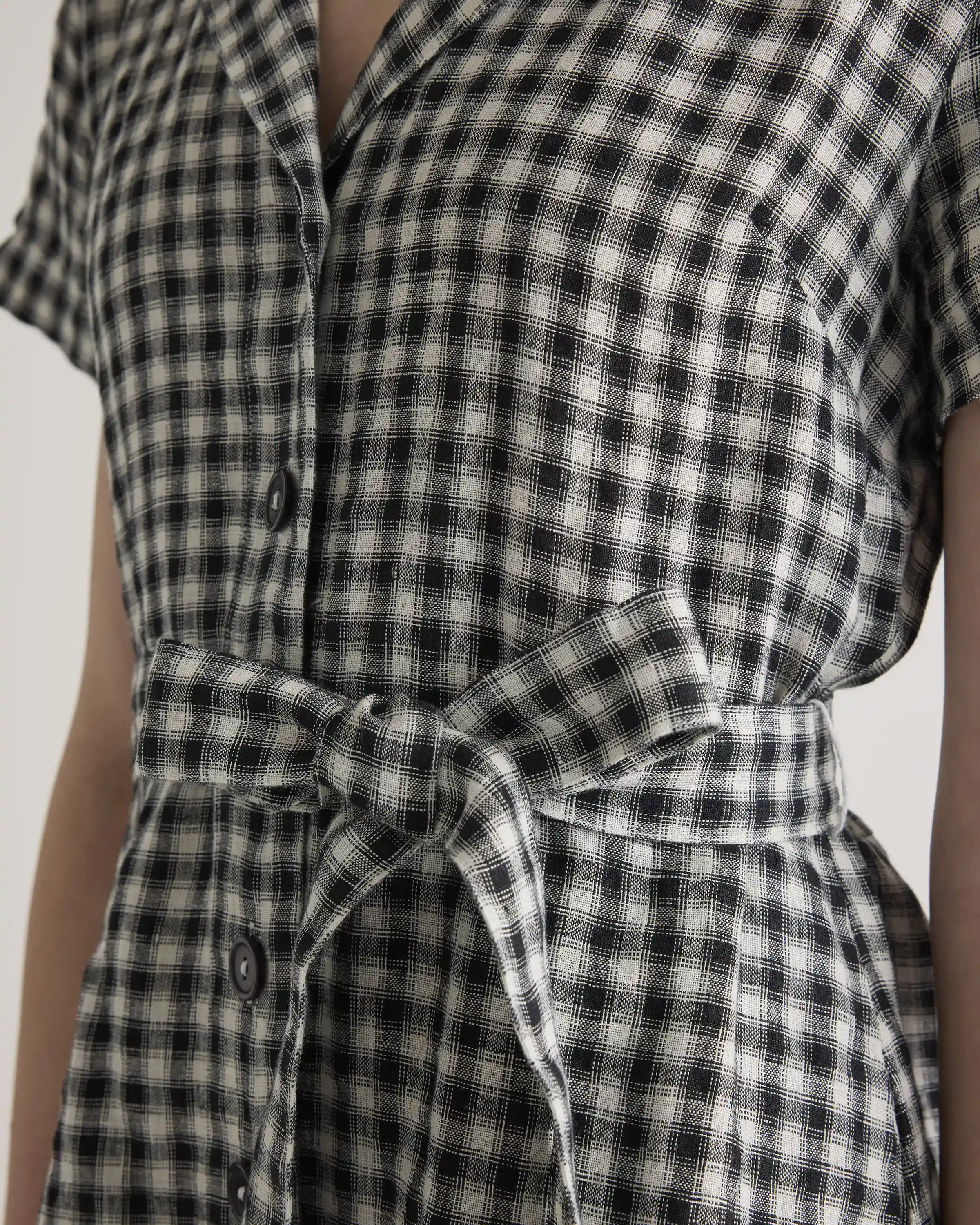 100% European Linen Button Front Dress