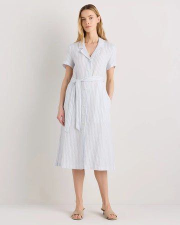 100% European Linen Button Front Dress