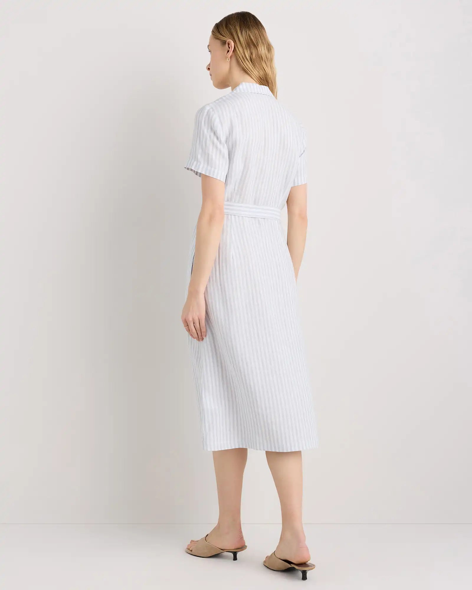 100% European Linen Button Front Dress