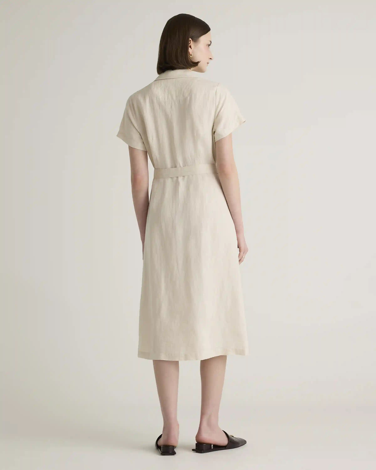 100% European Linen Button Front Dress