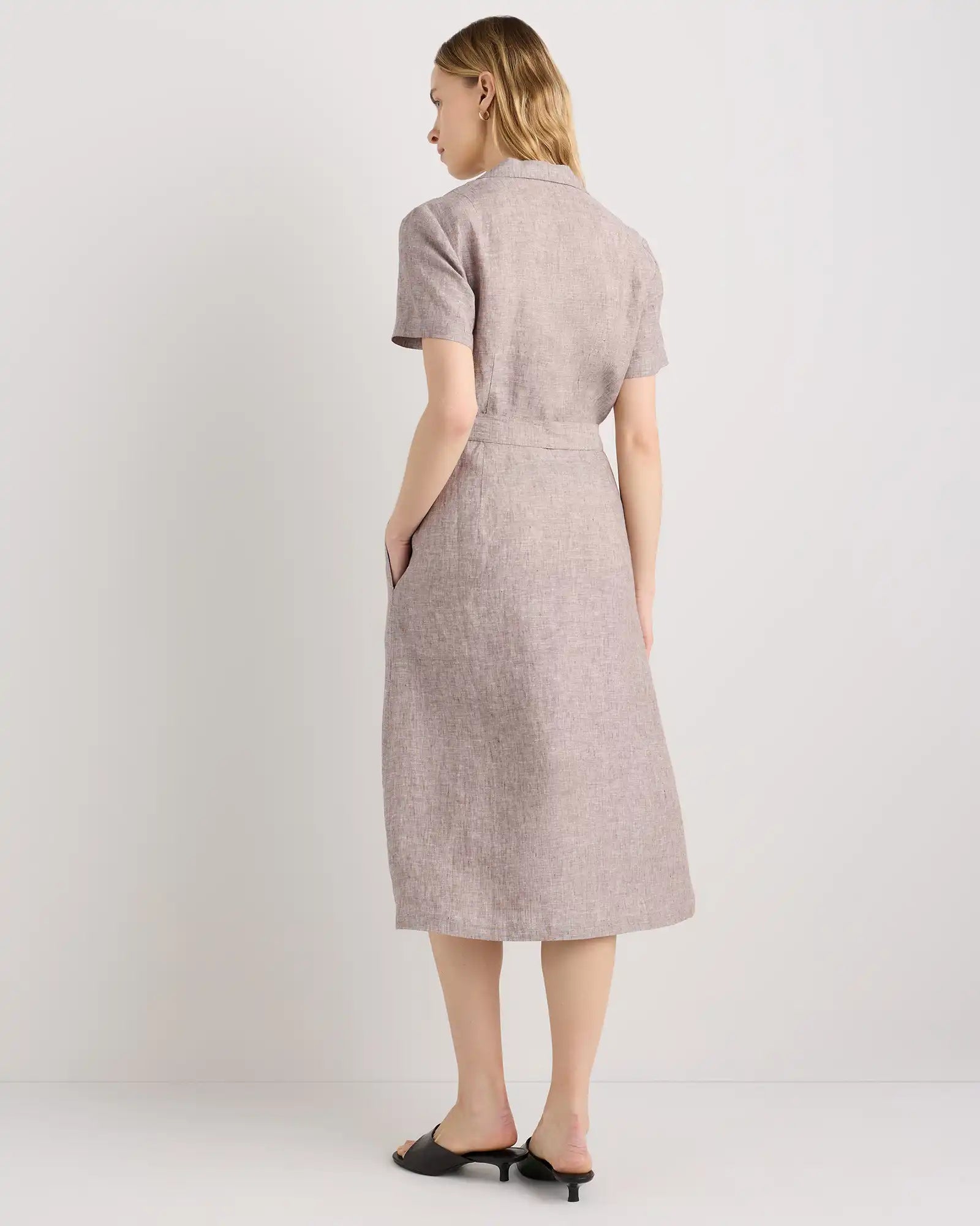 100% European Linen Button Front Dress