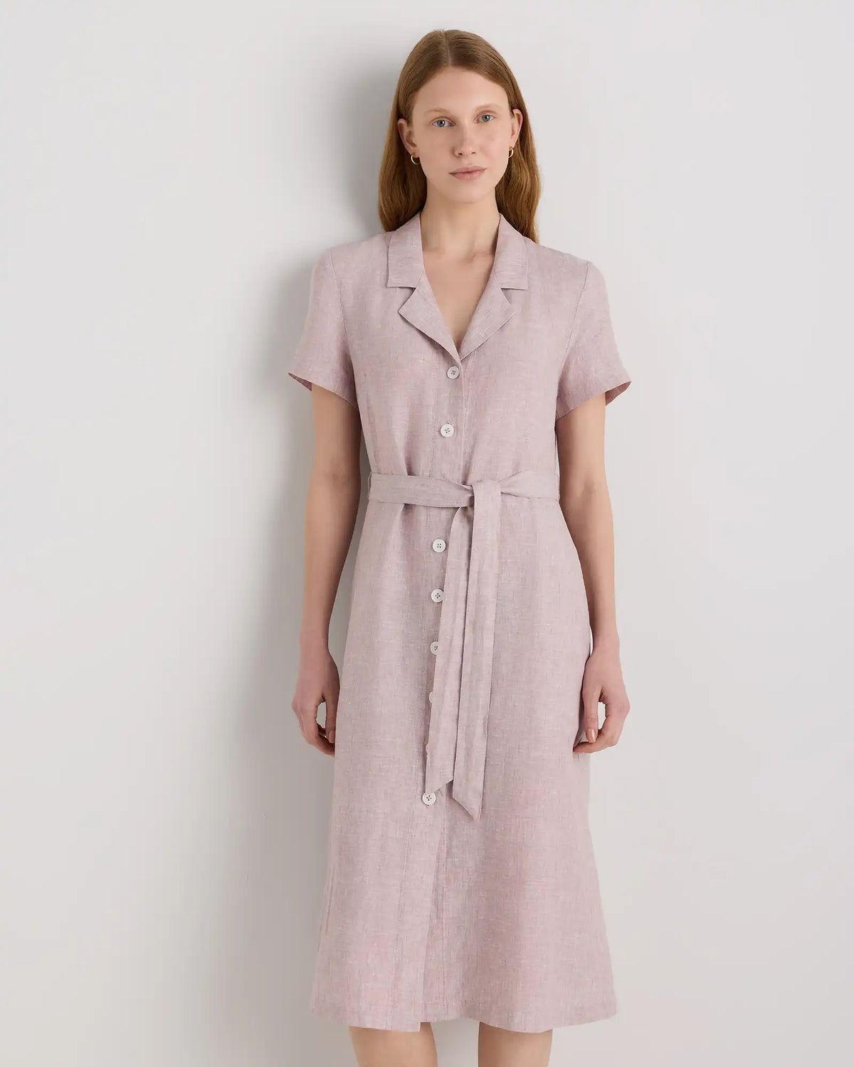 100% European Linen Button Front Dress