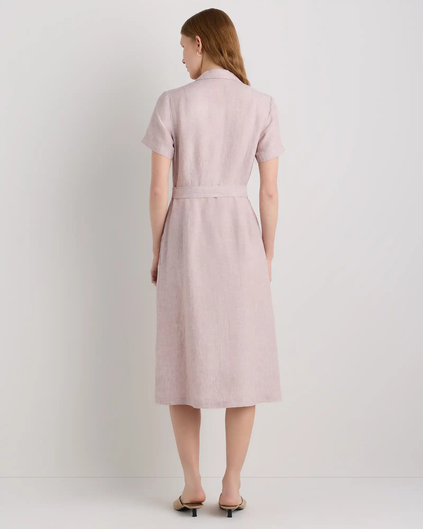 100% European Linen Button Front Dress