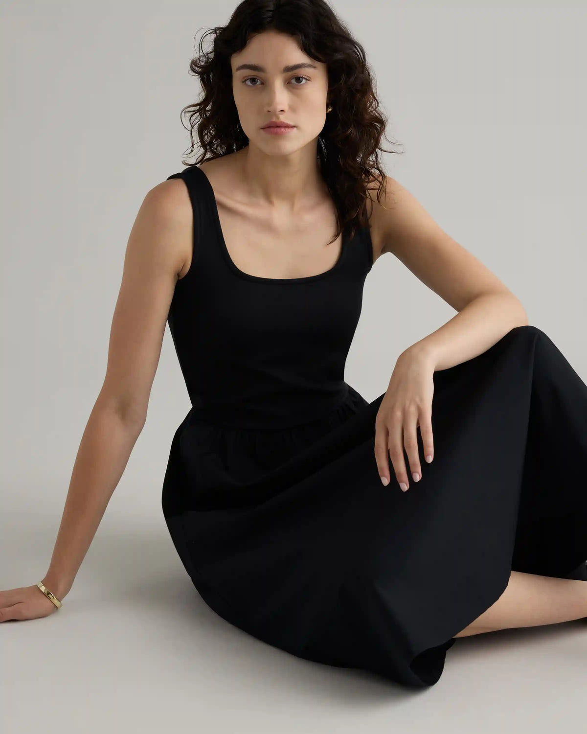 Cotton Mixed Media Tank Dress