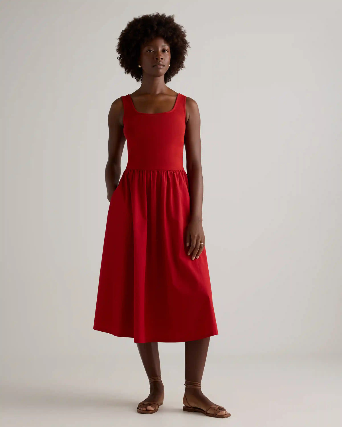 Cotton Mixed Media Tank Dress