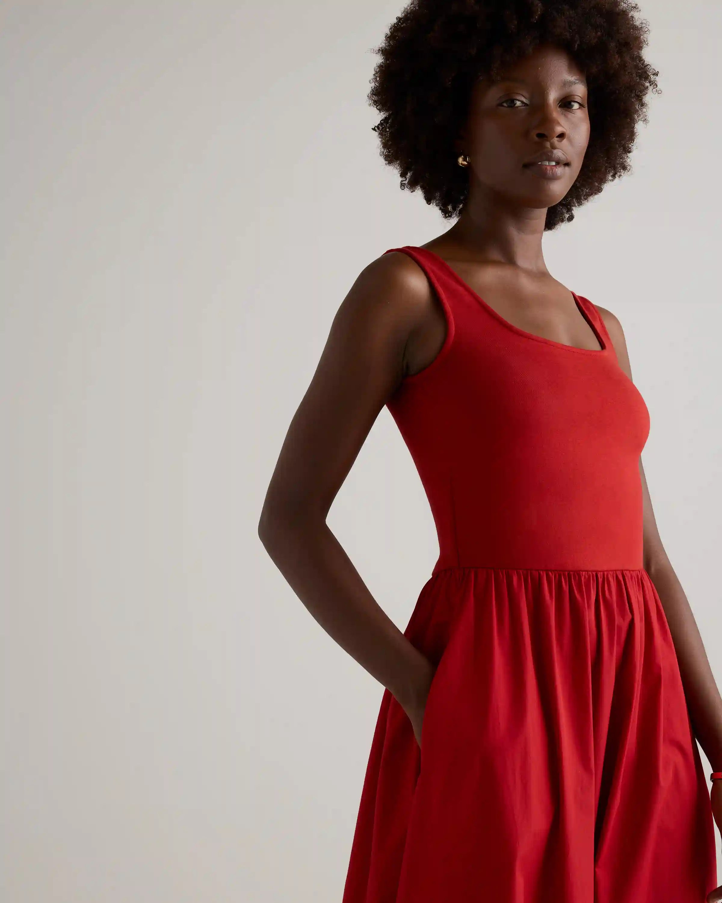 Cotton Mixed Media Tank Dress