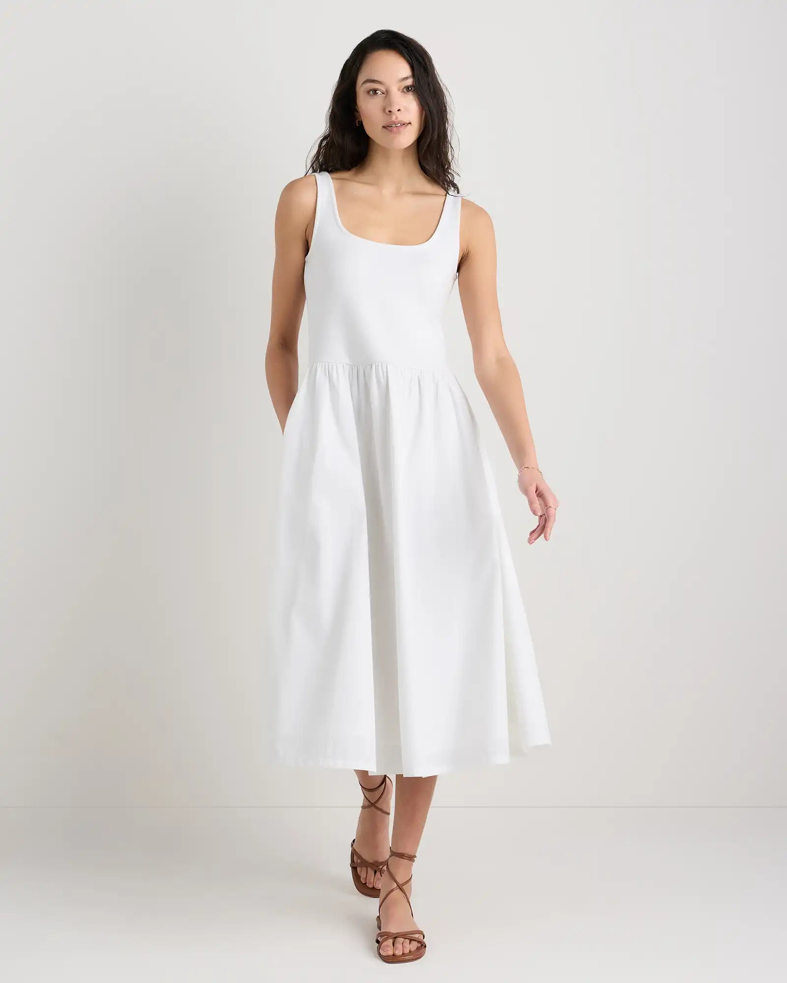 Cotton Mixed Media Tank Dress