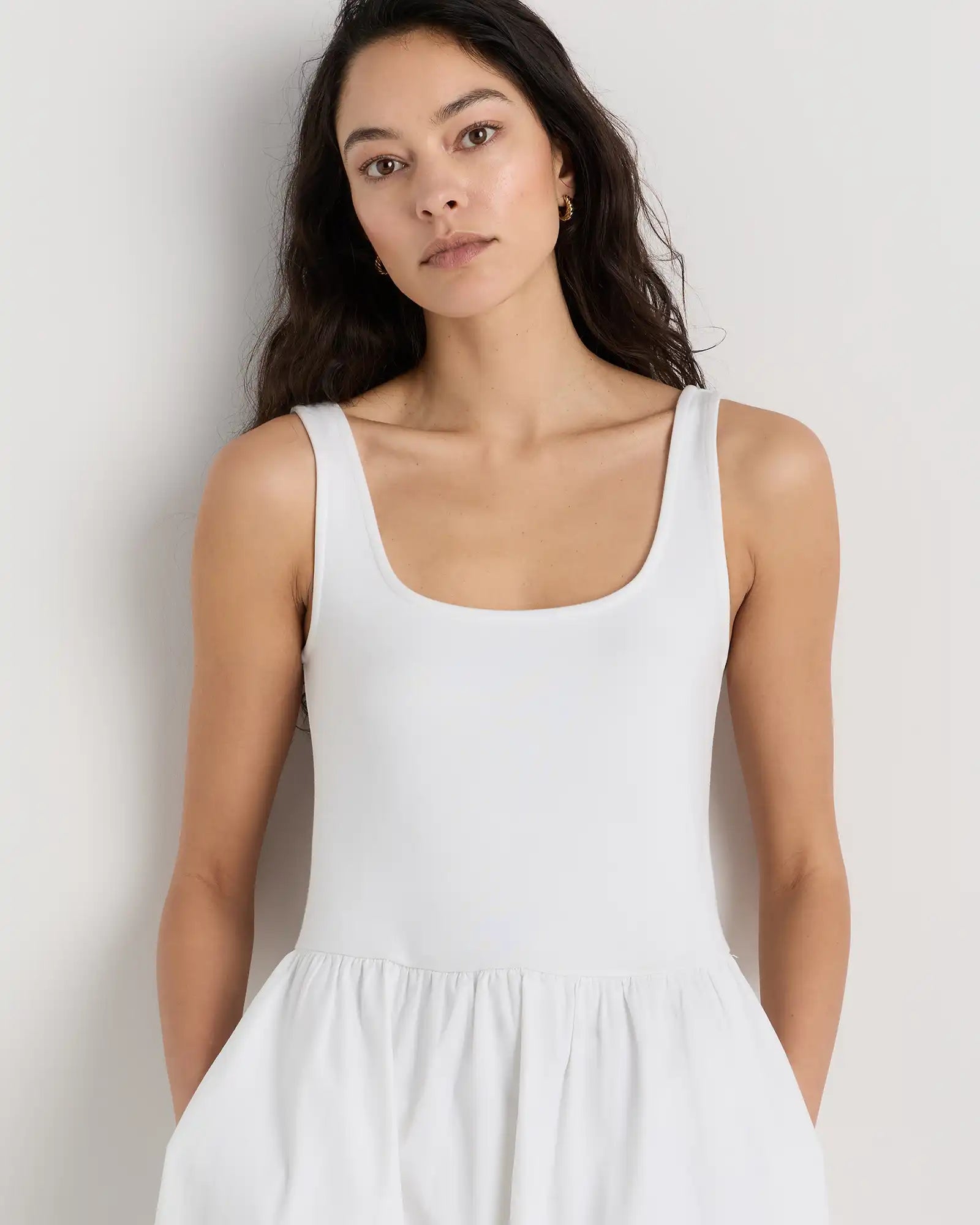 Cotton Mixed Media Tank Dress