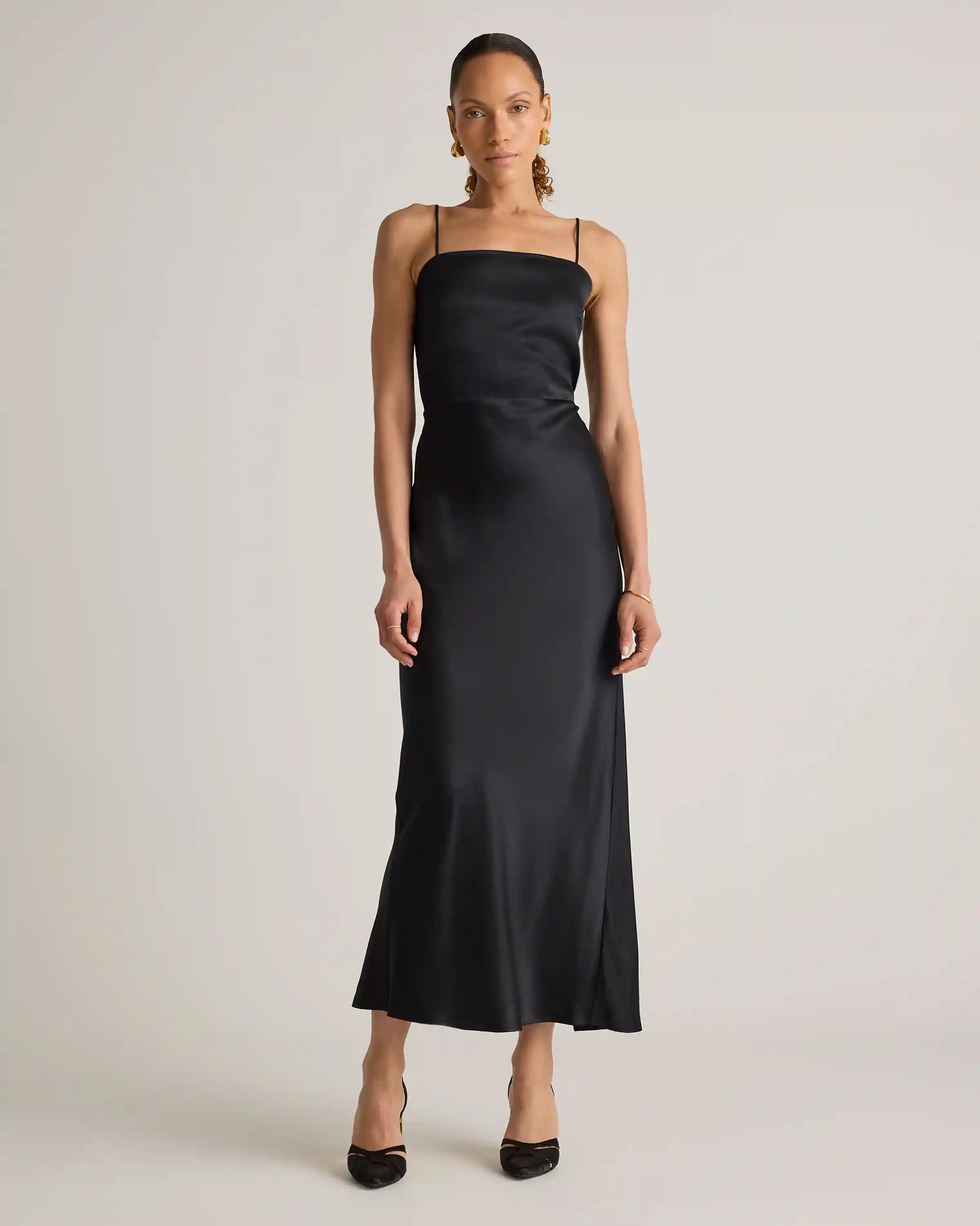 100% Washable Silk Square Neck Maxi Dress
