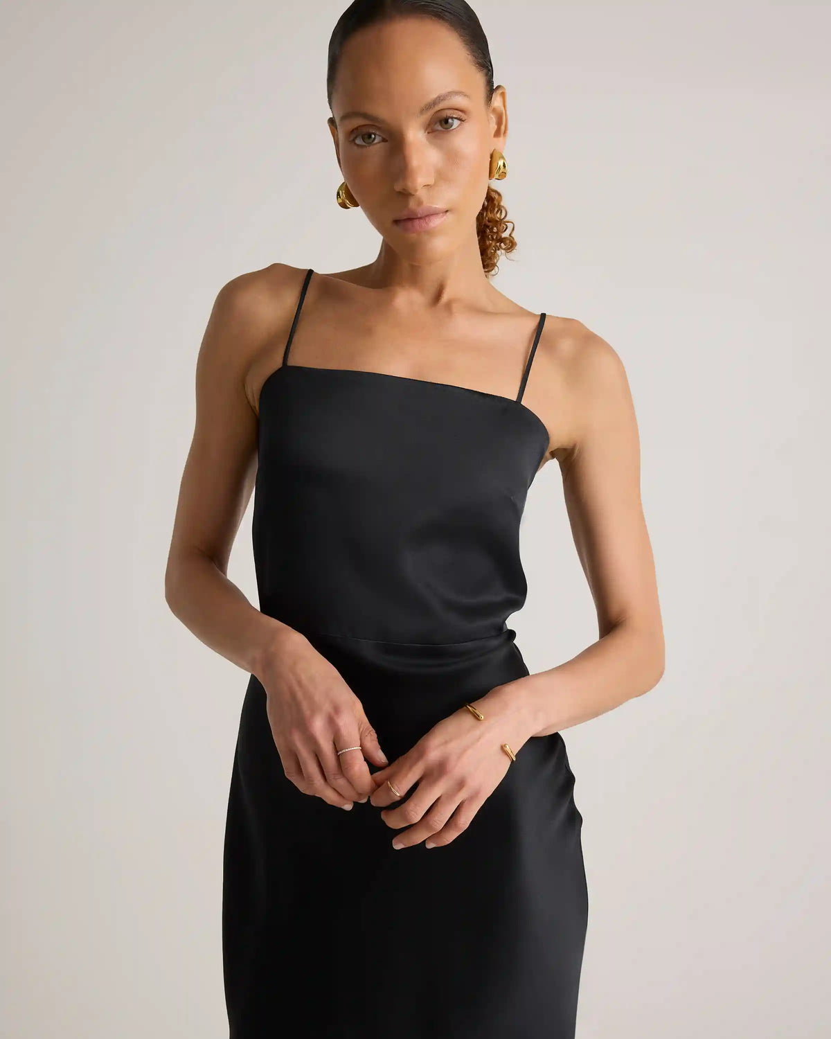 100% Washable Silk Square Neck Maxi Dress