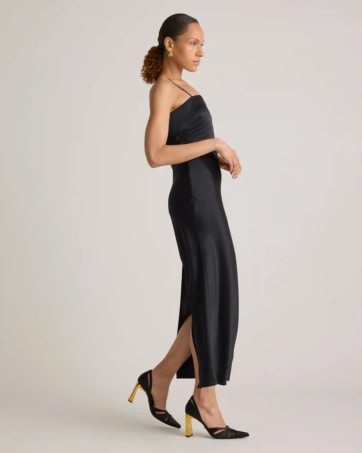 100% Washable Silk Square Neck Maxi Dress