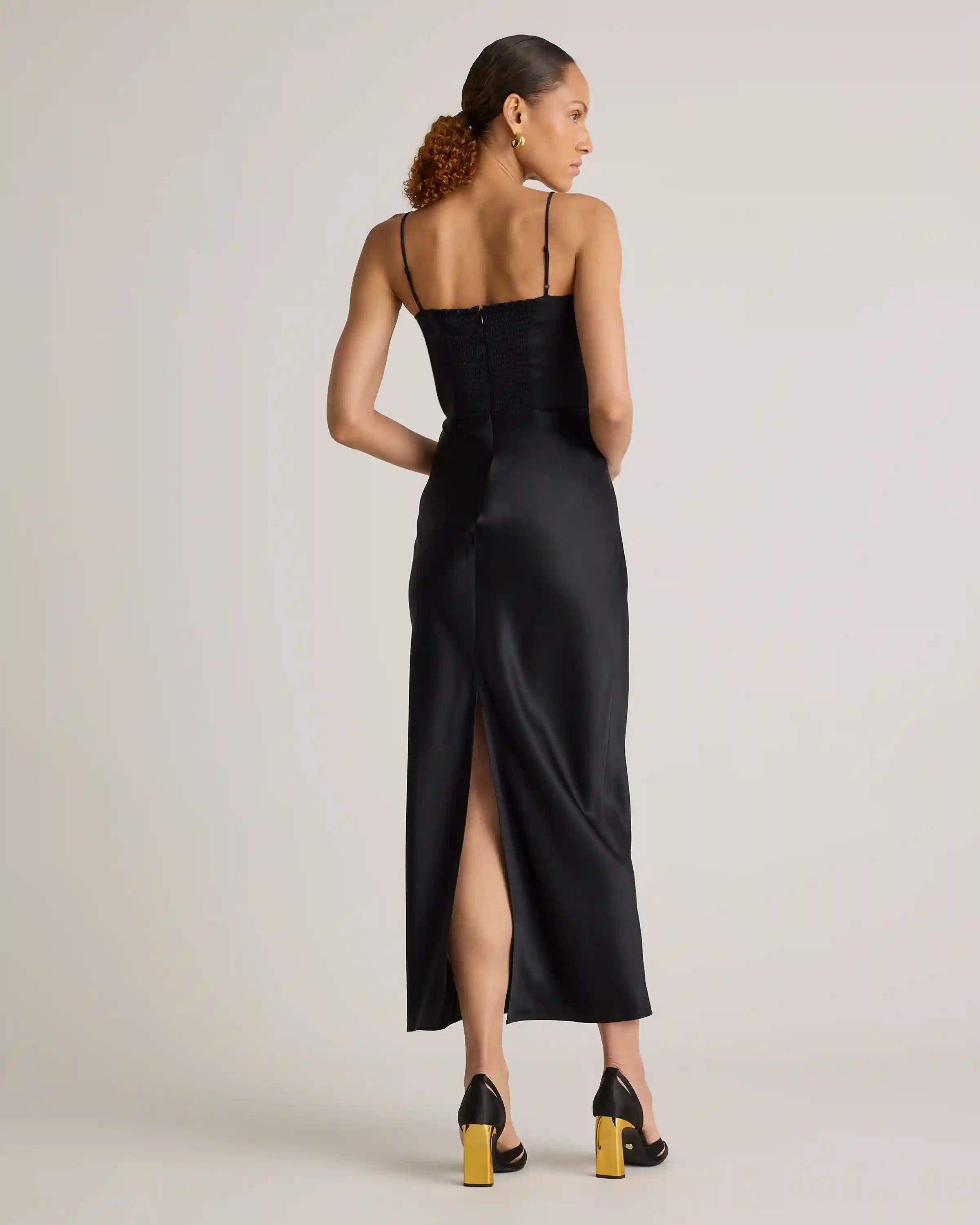 100% Washable Silk Square Neck Maxi Dress