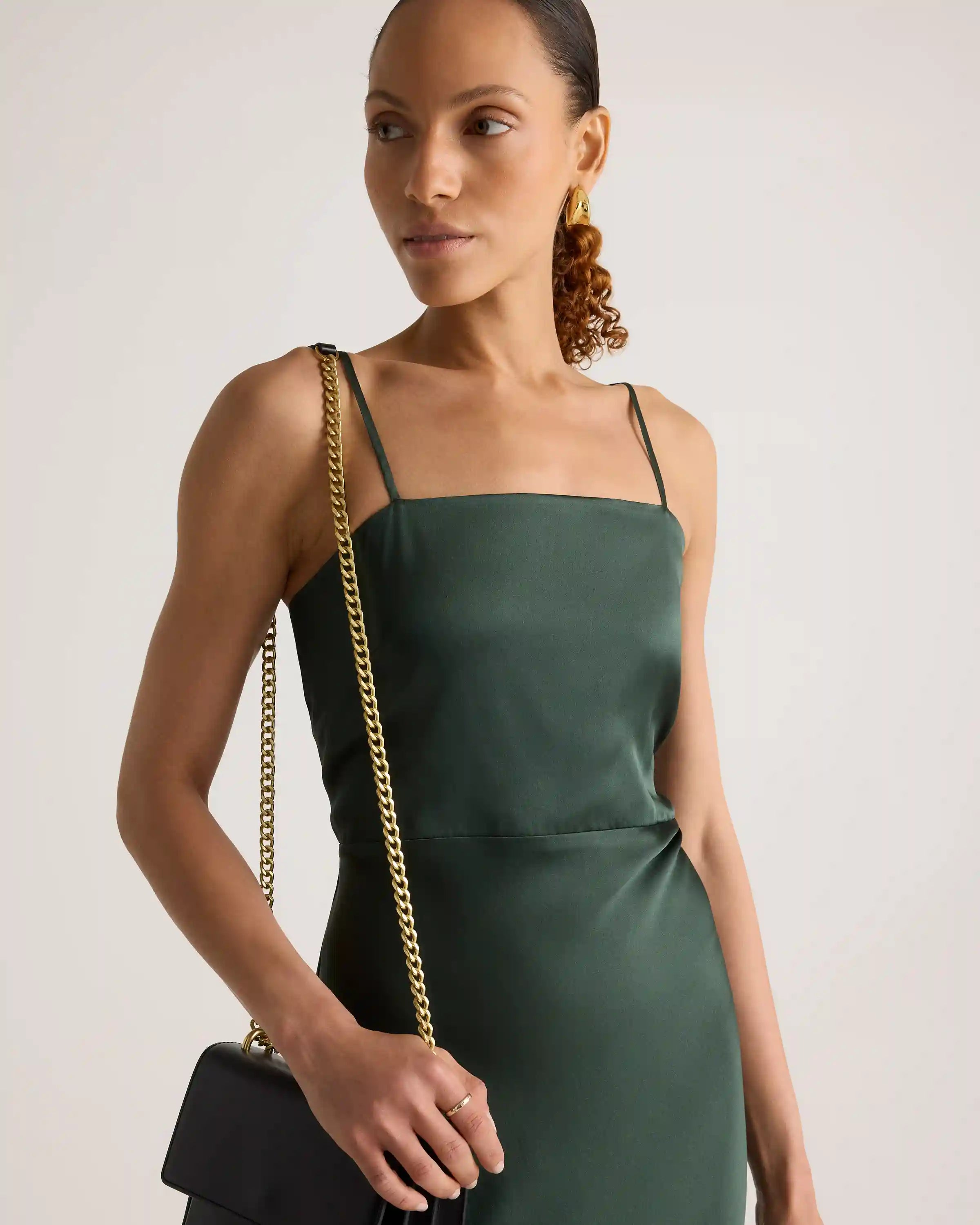 100% Washable Silk Square Neck Maxi Dress