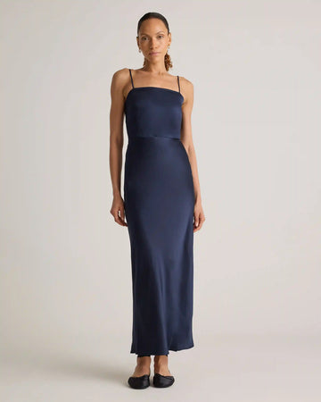100% Washable Silk Square Neck Maxi Dress