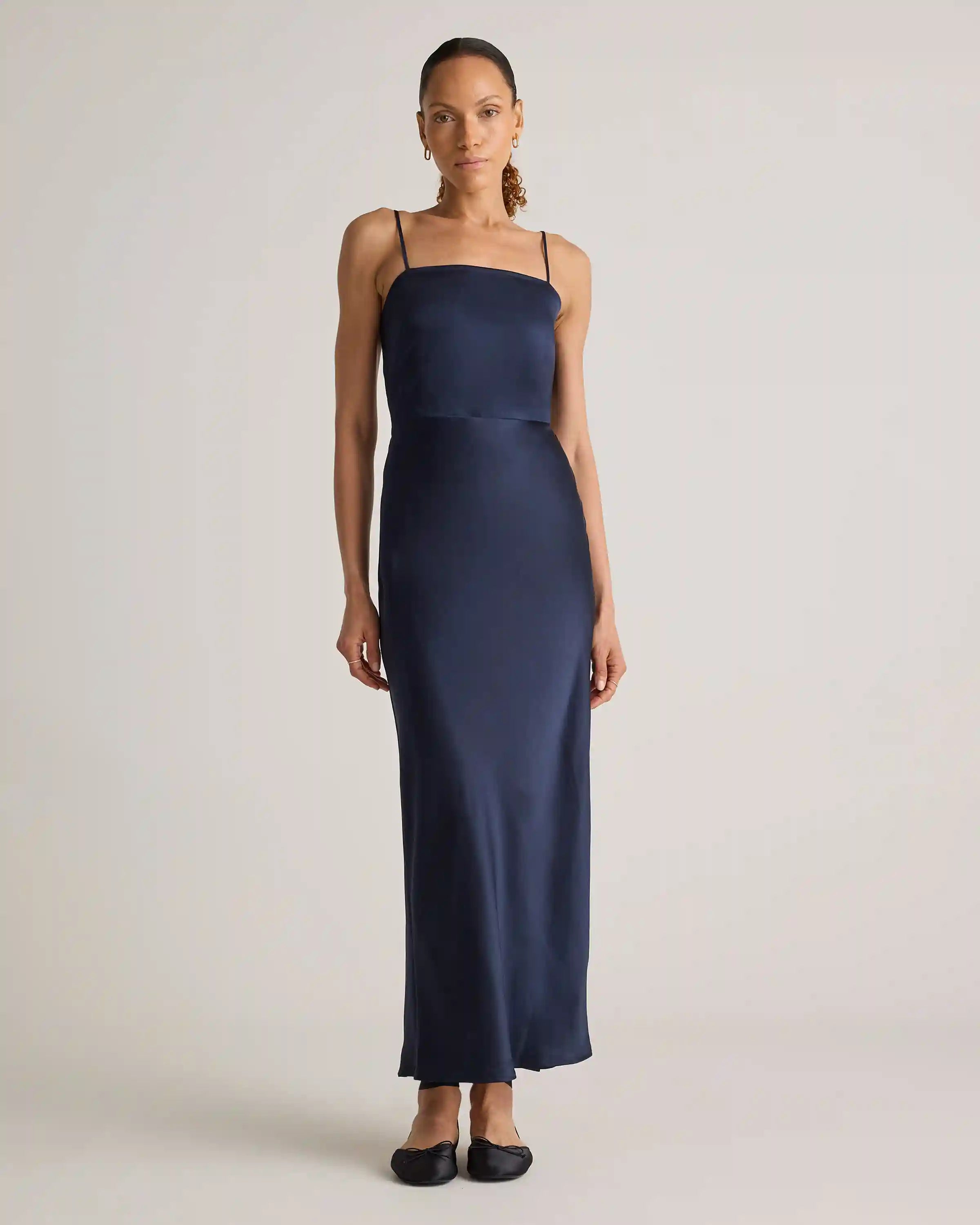 100% Washable Silk Square Neck Maxi Dress
