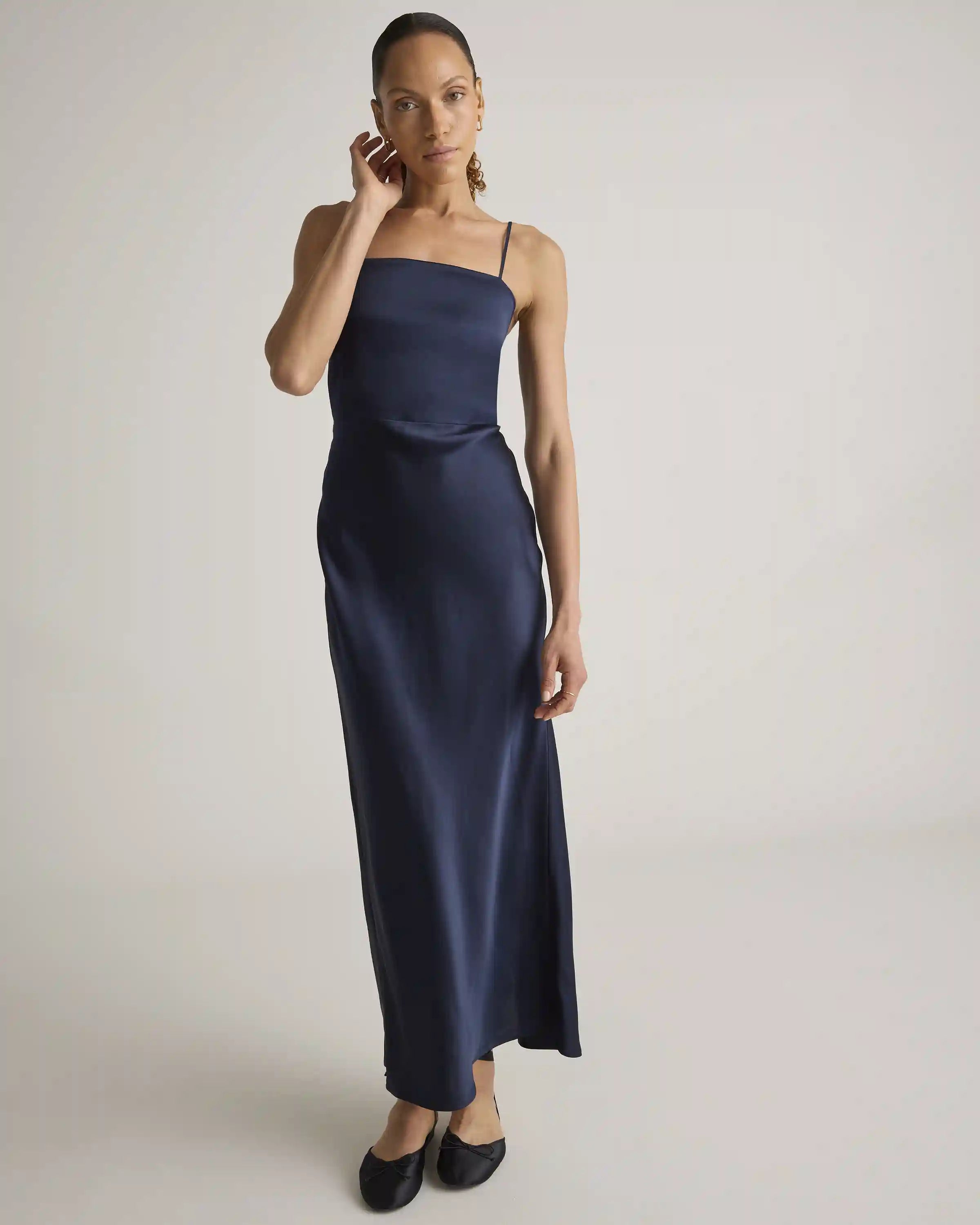100% Washable Silk Square Neck Maxi Dress
