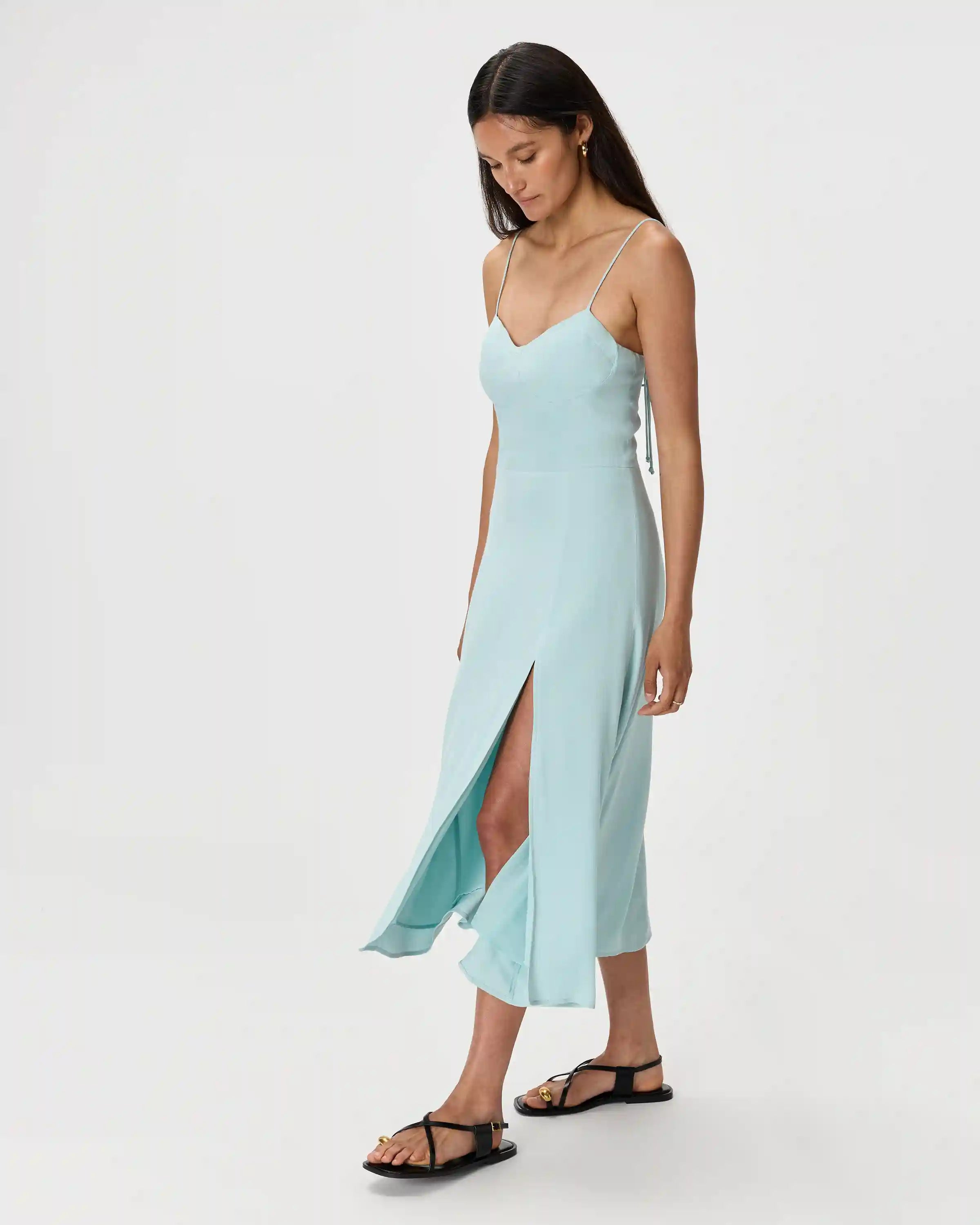 Lightweight Crepe Sweetheart Midi Dress
