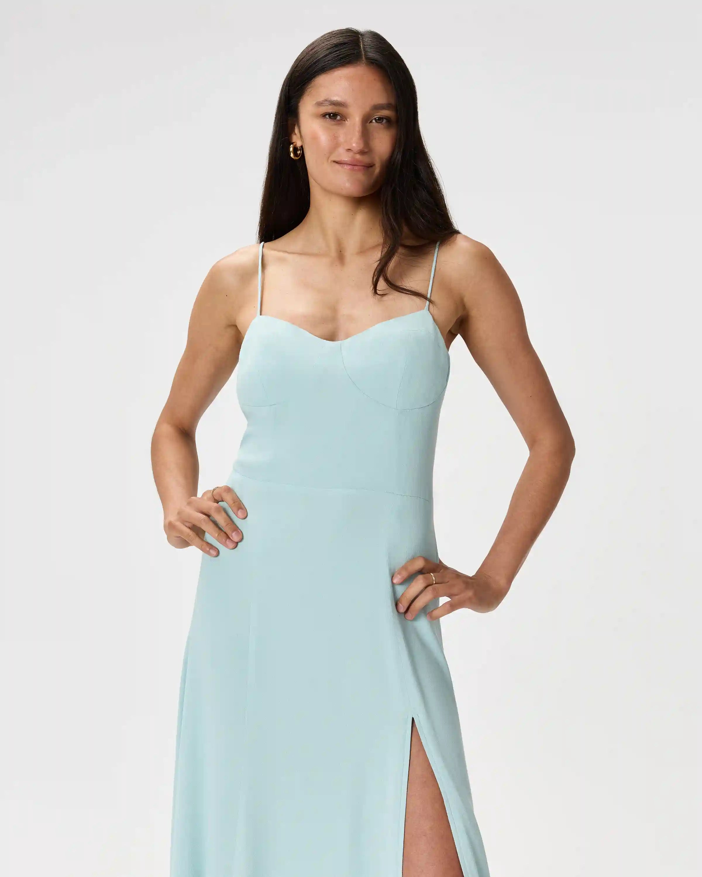 Lightweight Crepe Sweetheart Midi Dress