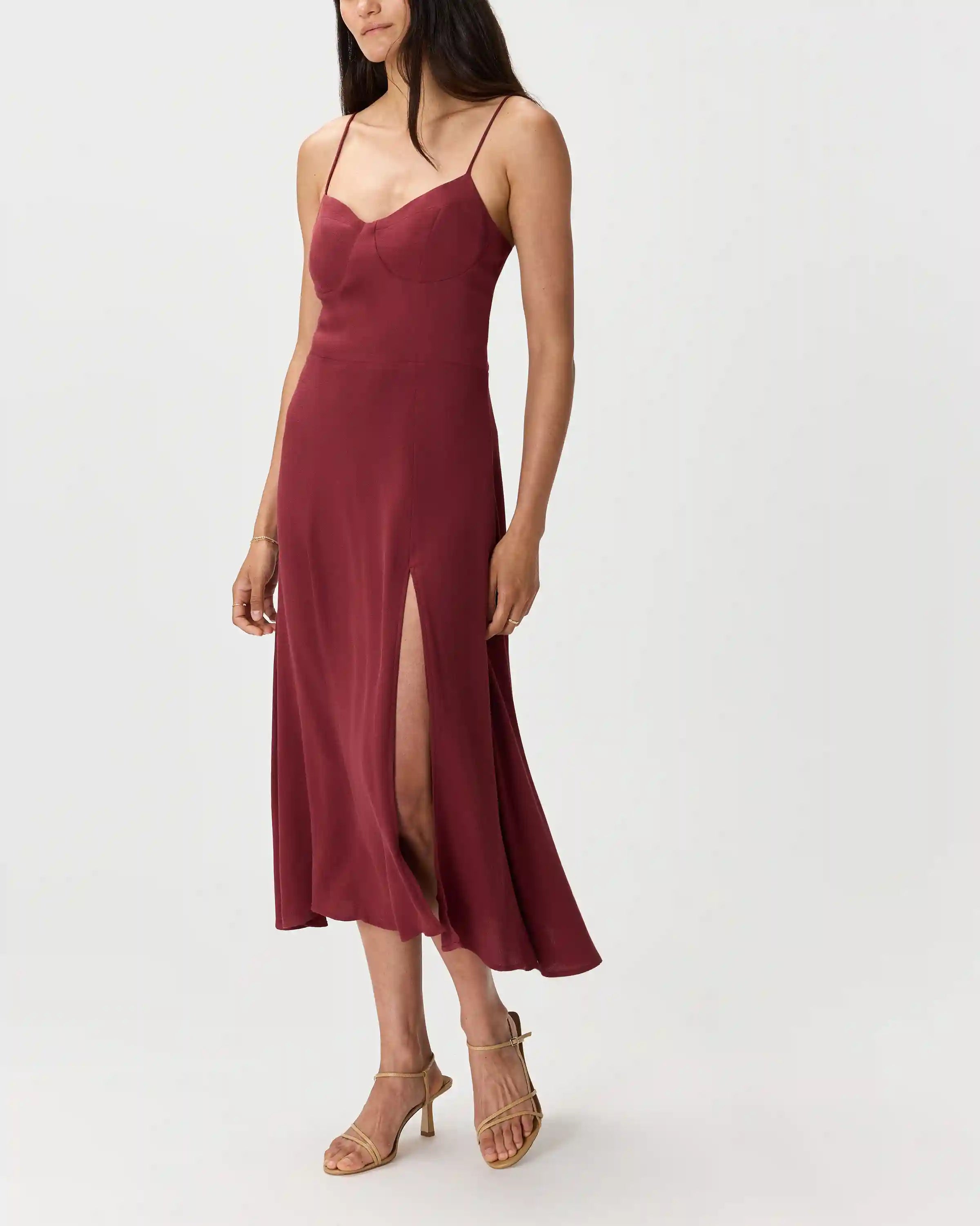 Lightweight Crepe Sweetheart Midi Dress
