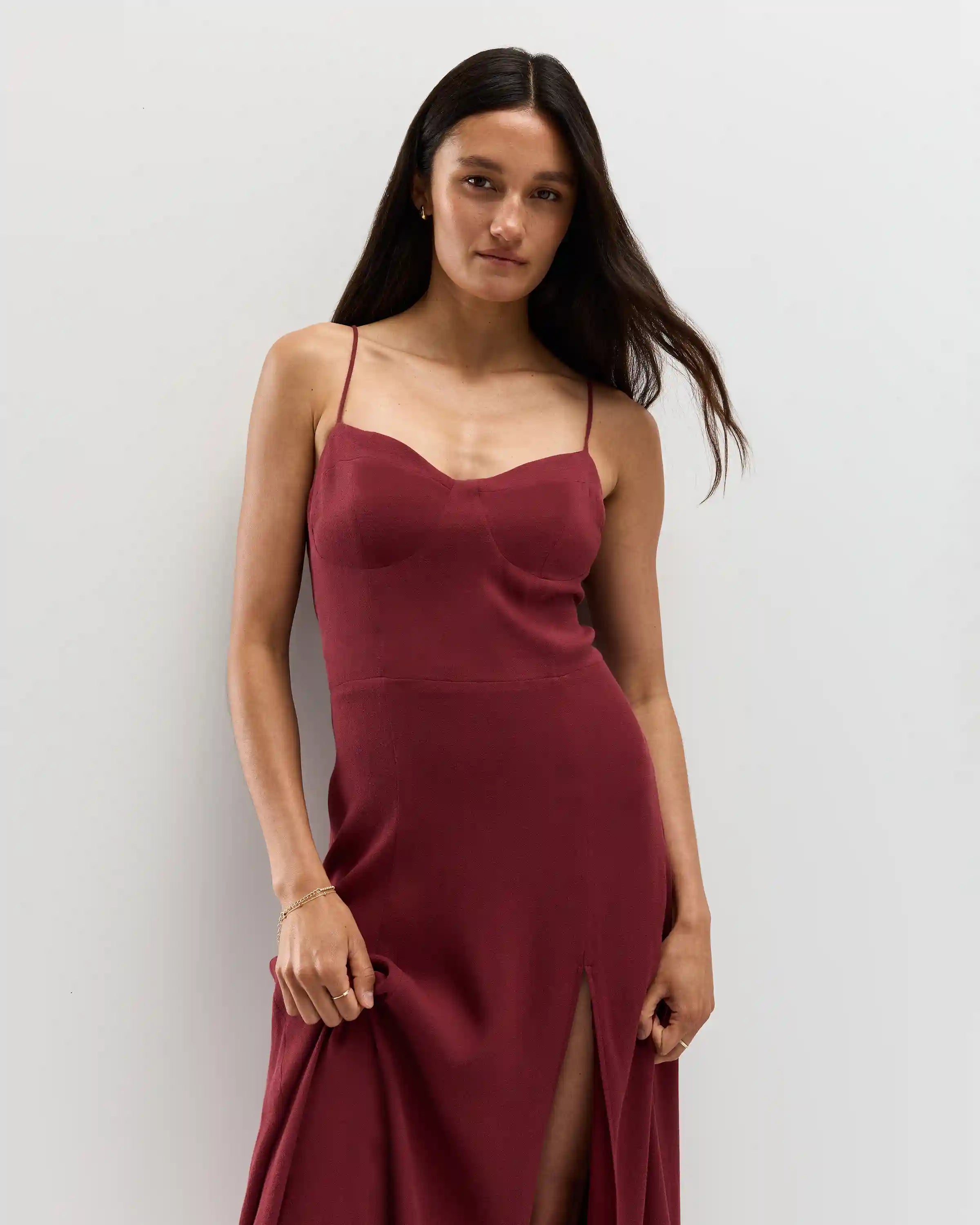 Lightweight Crepe Sweetheart Midi Dress