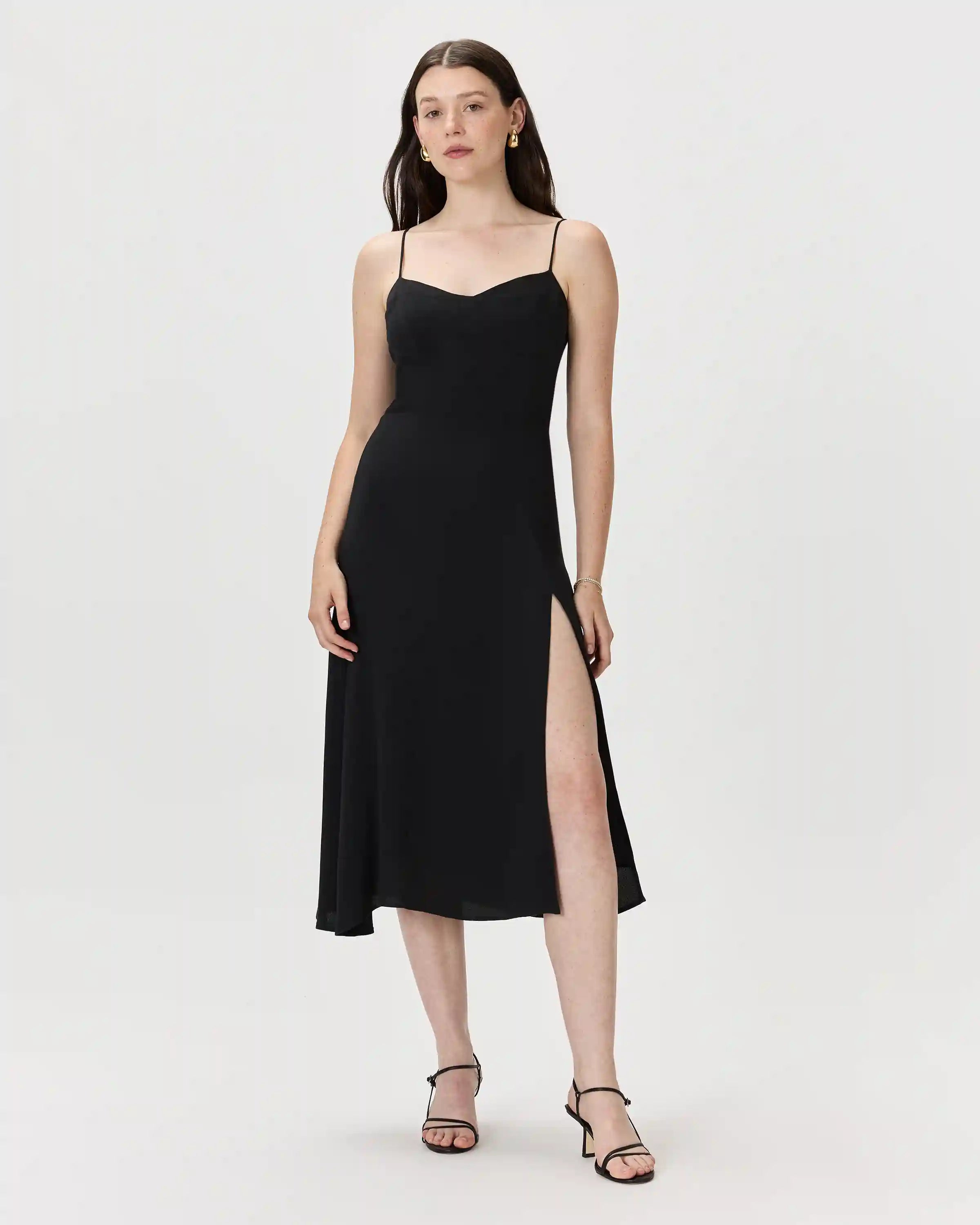 Lightweight Crepe Sweetheart Midi Dress