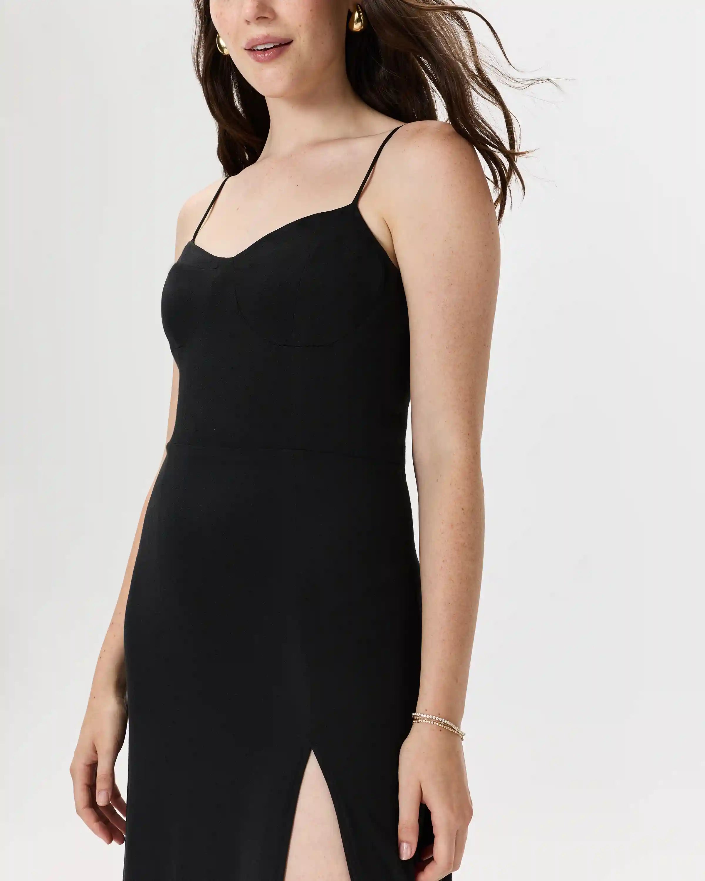 Lightweight Crepe Sweetheart Midi Dress