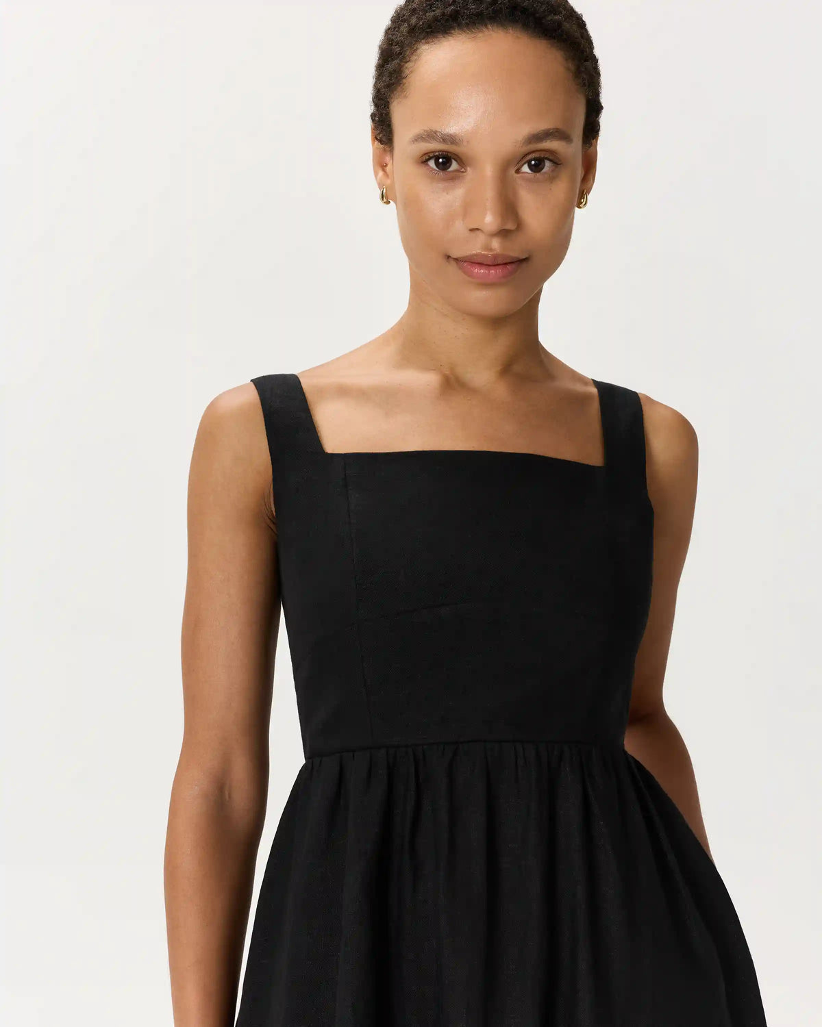 100% European Linen Fit & Flare Midi Dress