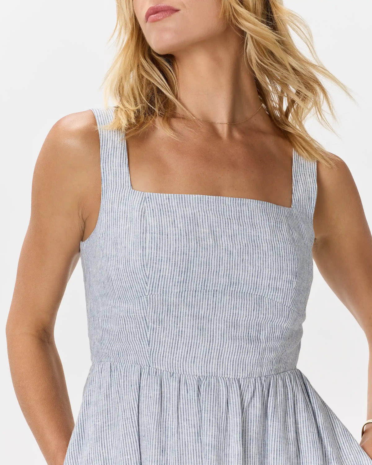 100% European Linen Fit & Flare Midi Dress