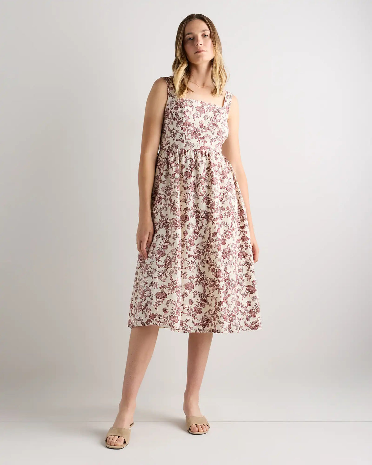 100% European Linen Fit & Flare Midi Dress