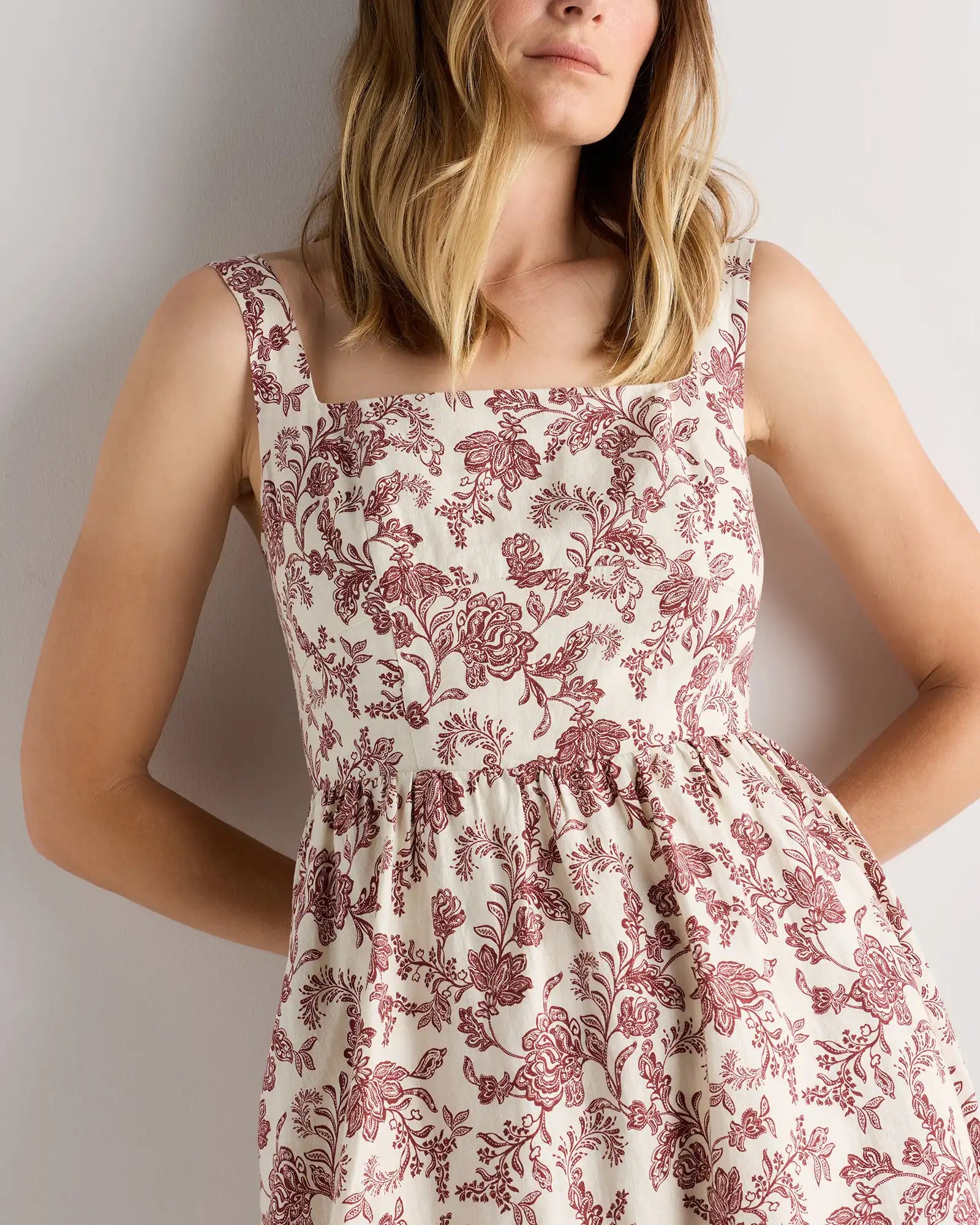 100% European Linen Fit & Flare Midi Dress