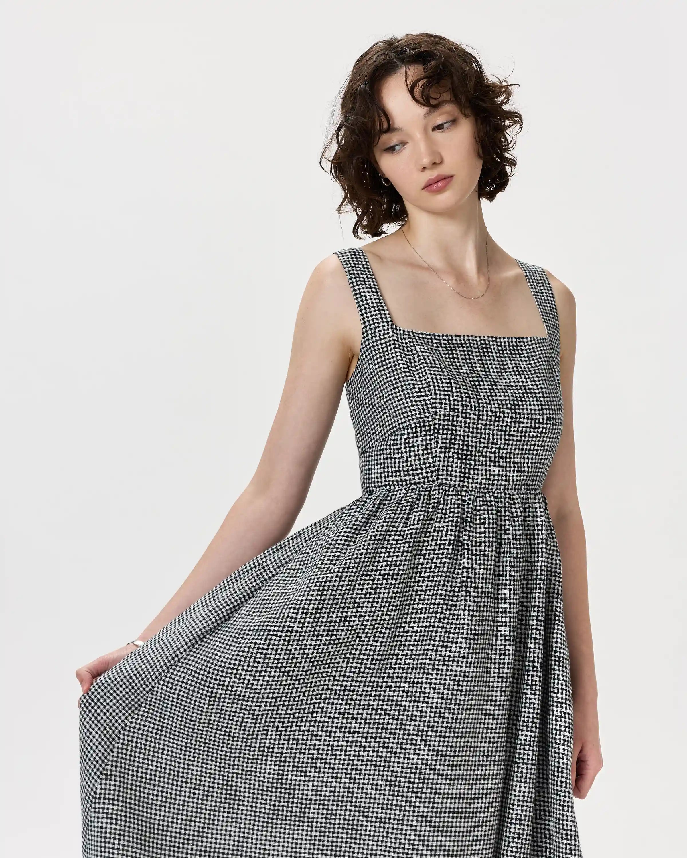 100% European Linen Fit & Flare Midi Dress