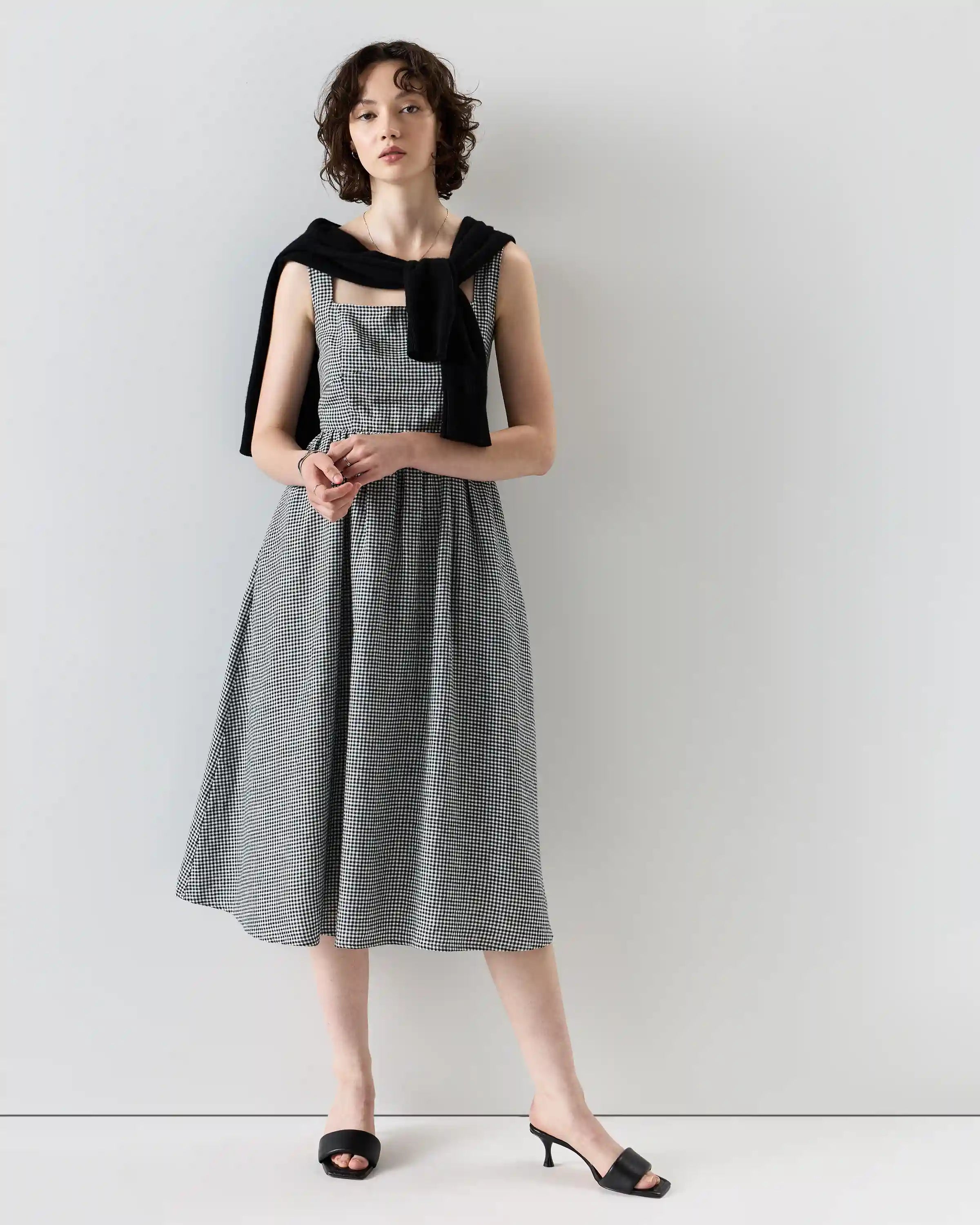 100% European Linen Fit & Flare Midi Dress