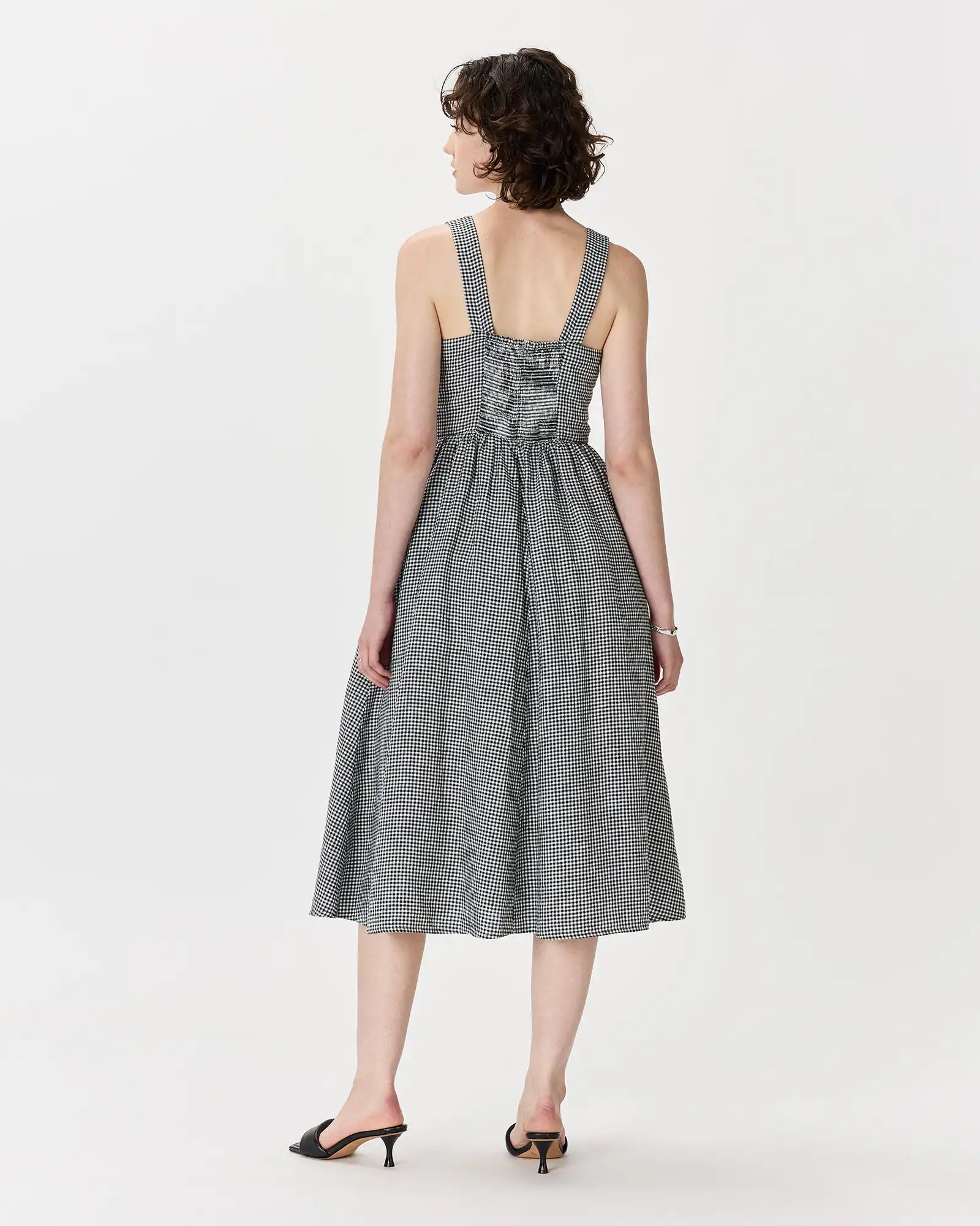 100% European Linen Fit & Flare Midi Dress