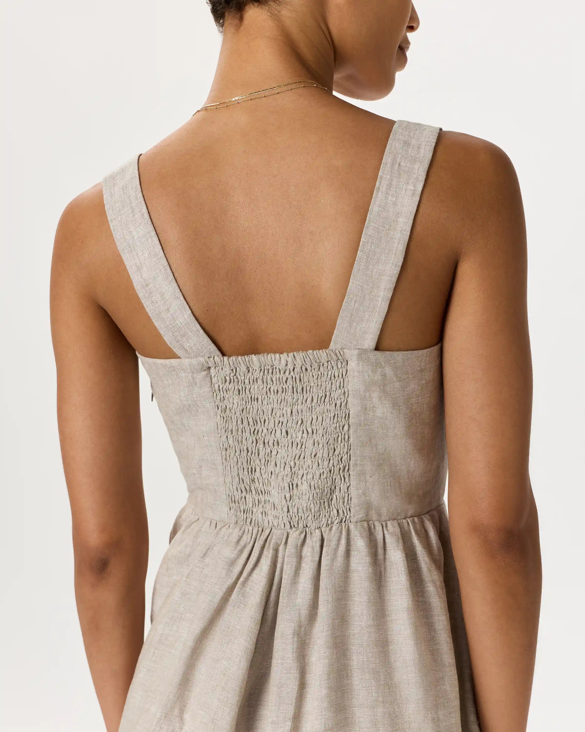 100% European Linen Fit & Flare Midi Dress