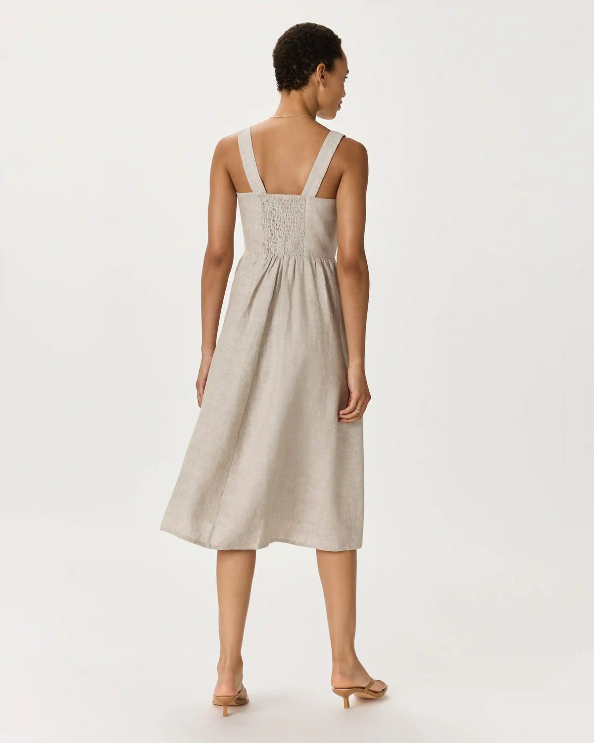 100% European Linen Fit & Flare Midi Dress