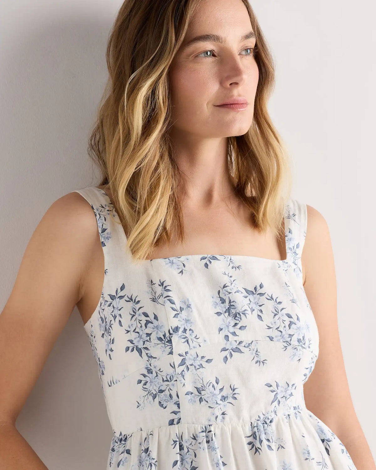 100% European Linen Fit & Flare Midi Dress