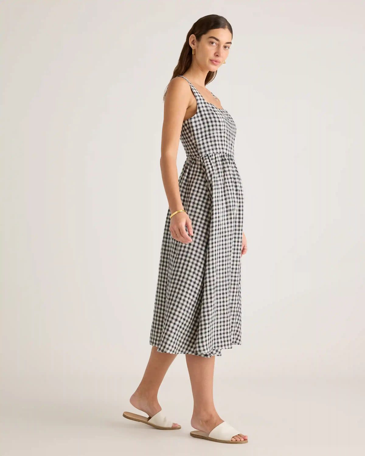 100% European Linen Fit & Flare Midi Dress