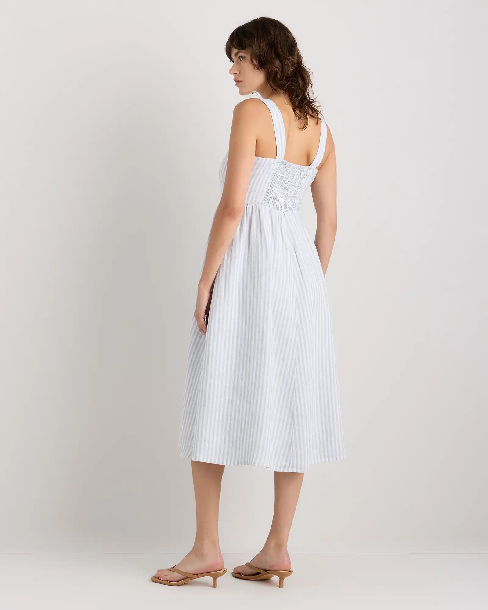 100% European Linen Fit & Flare Midi Dress