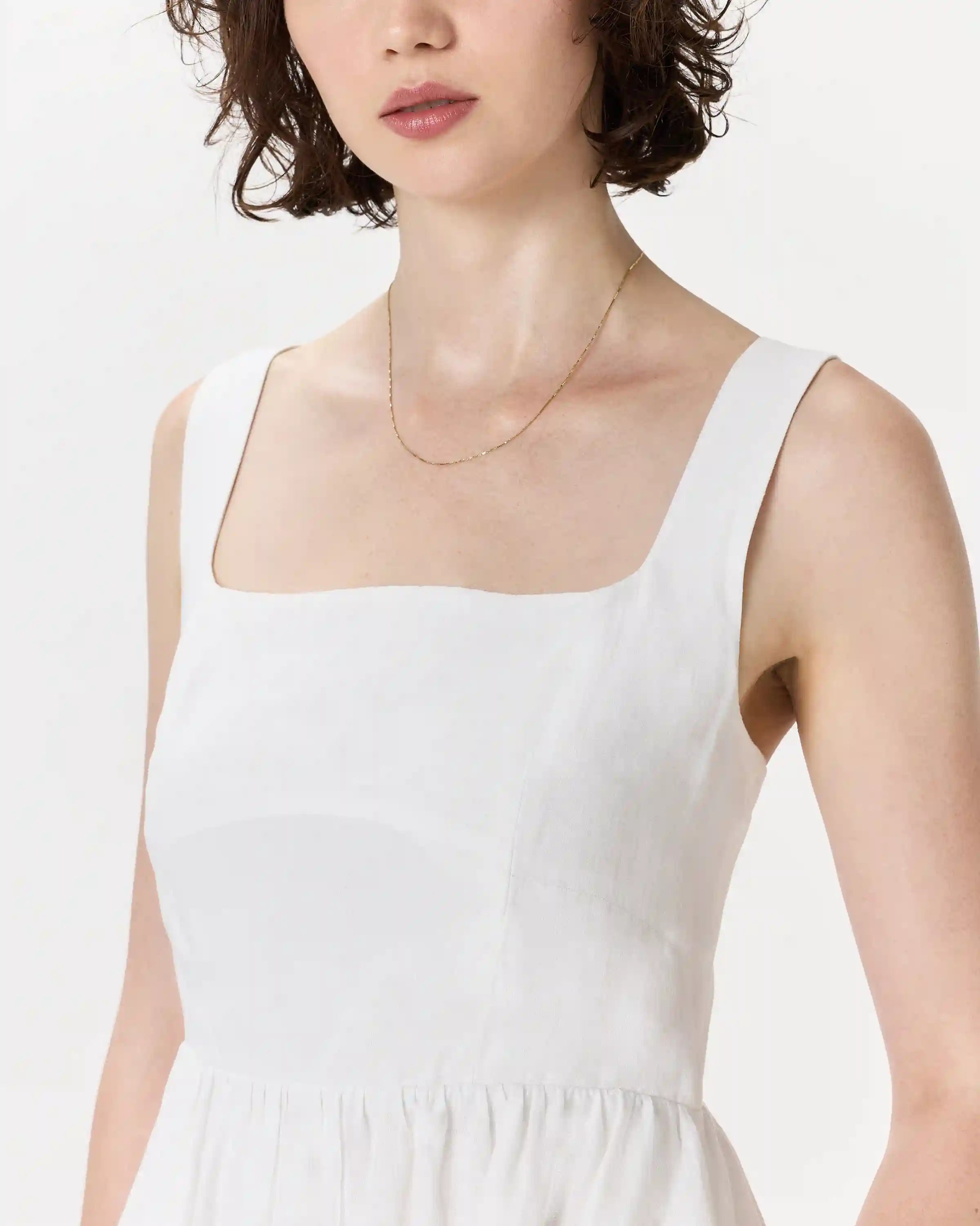 100% European Linen Fit & Flare Midi Dress