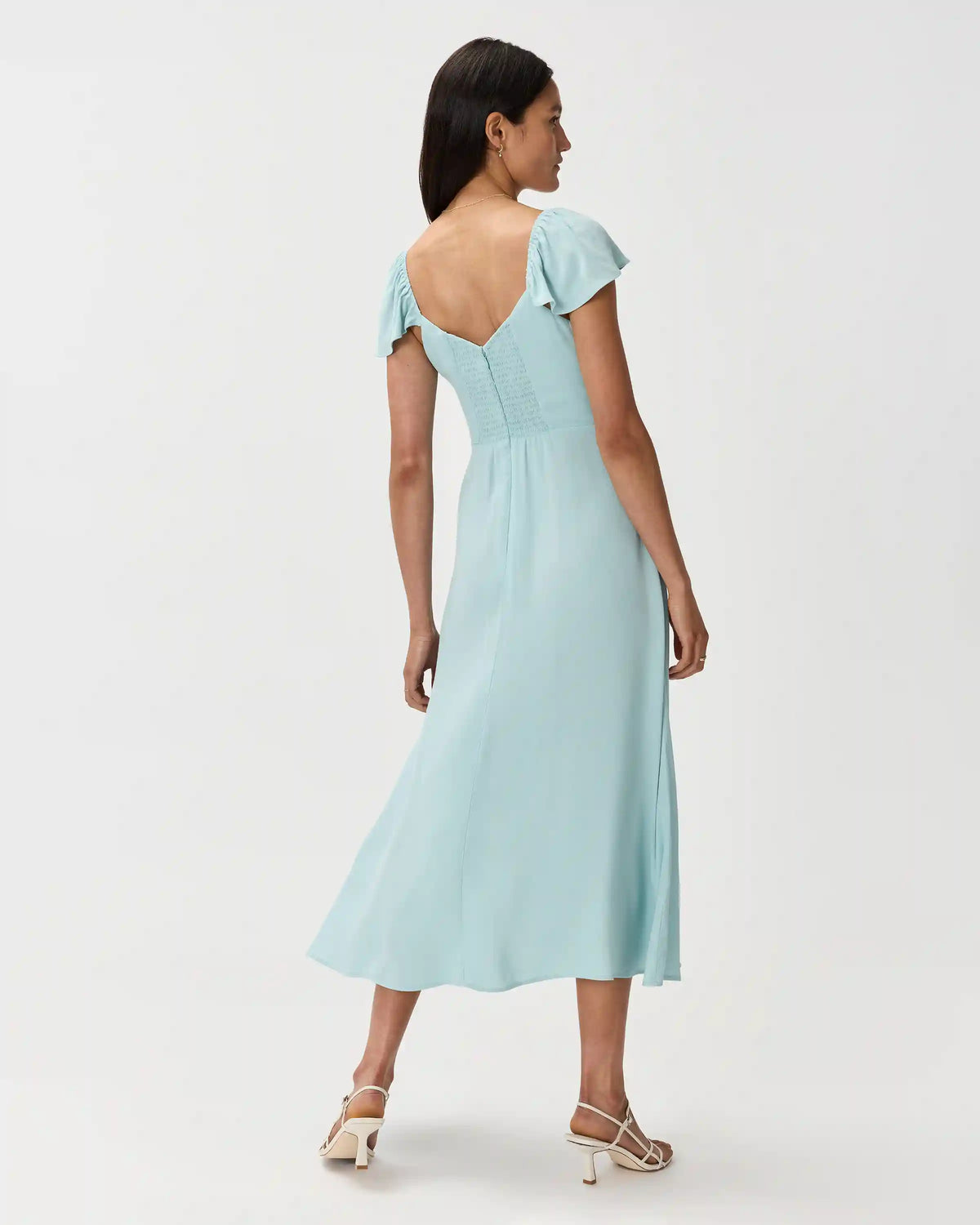 Lightweight Crepe Flutter Sleeve Midi Dress