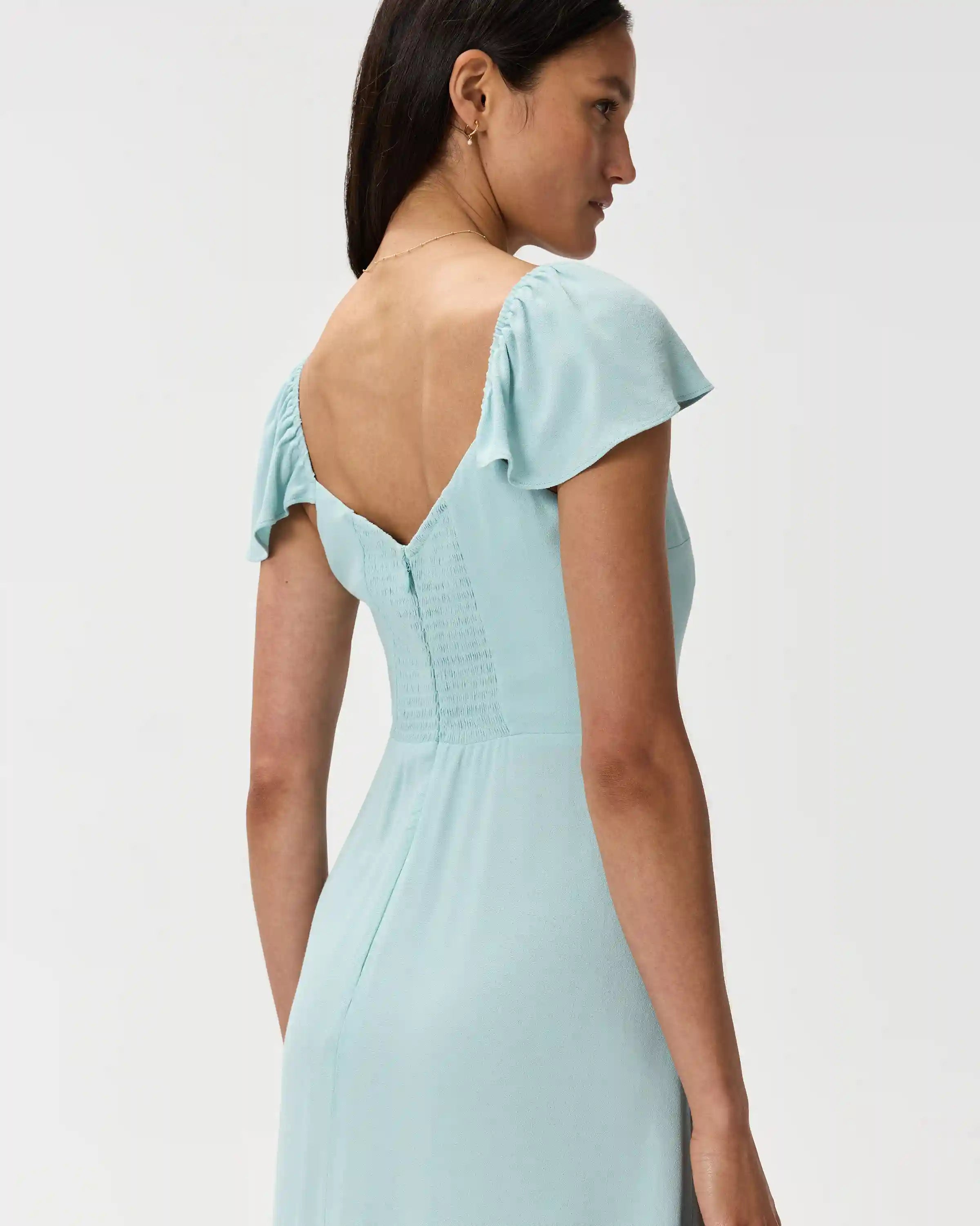 Lightweight Crepe Flutter Sleeve Midi Dress