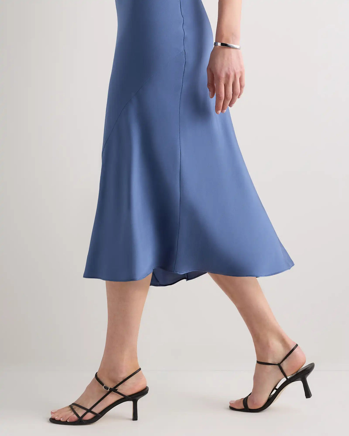 Washable Stretch Silk High Neck Midi Dress