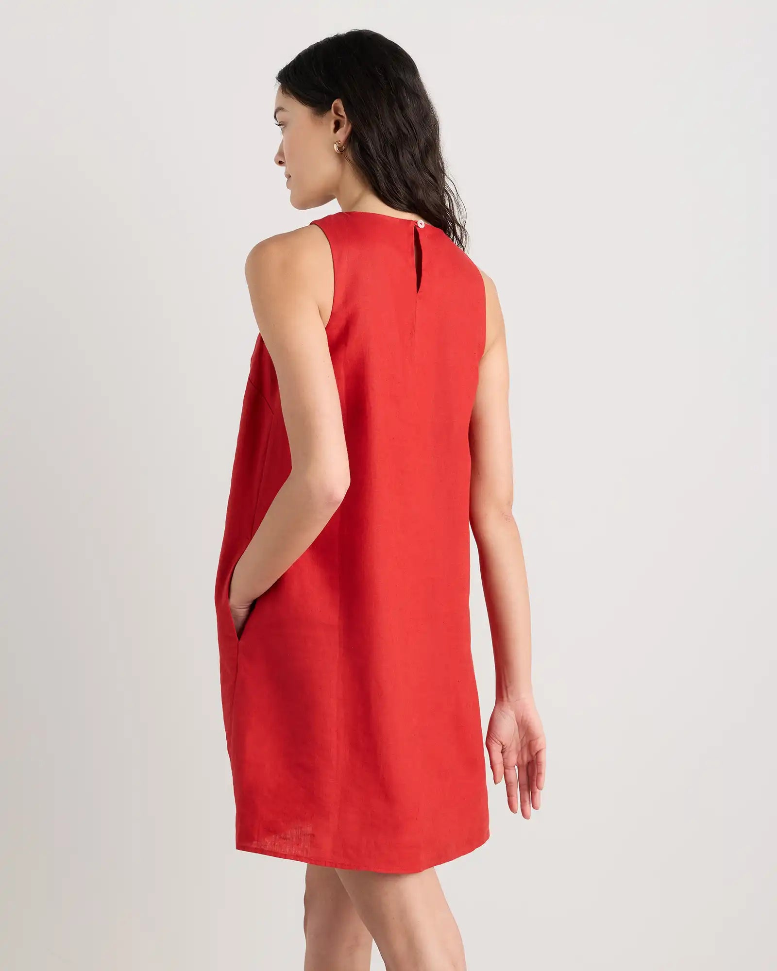 100% European Linen Tank Mini Dress