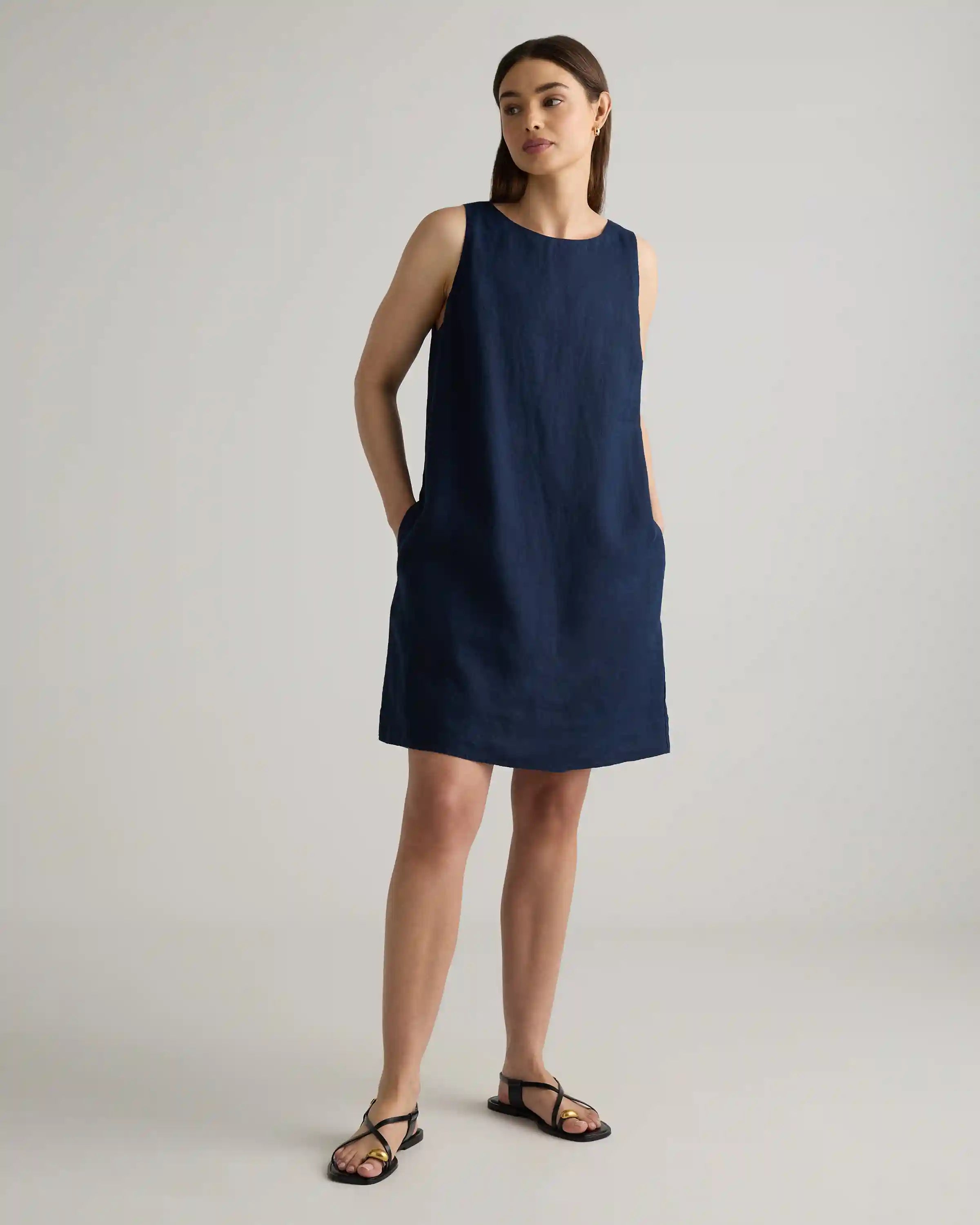 100% European Linen Tank Mini Dress