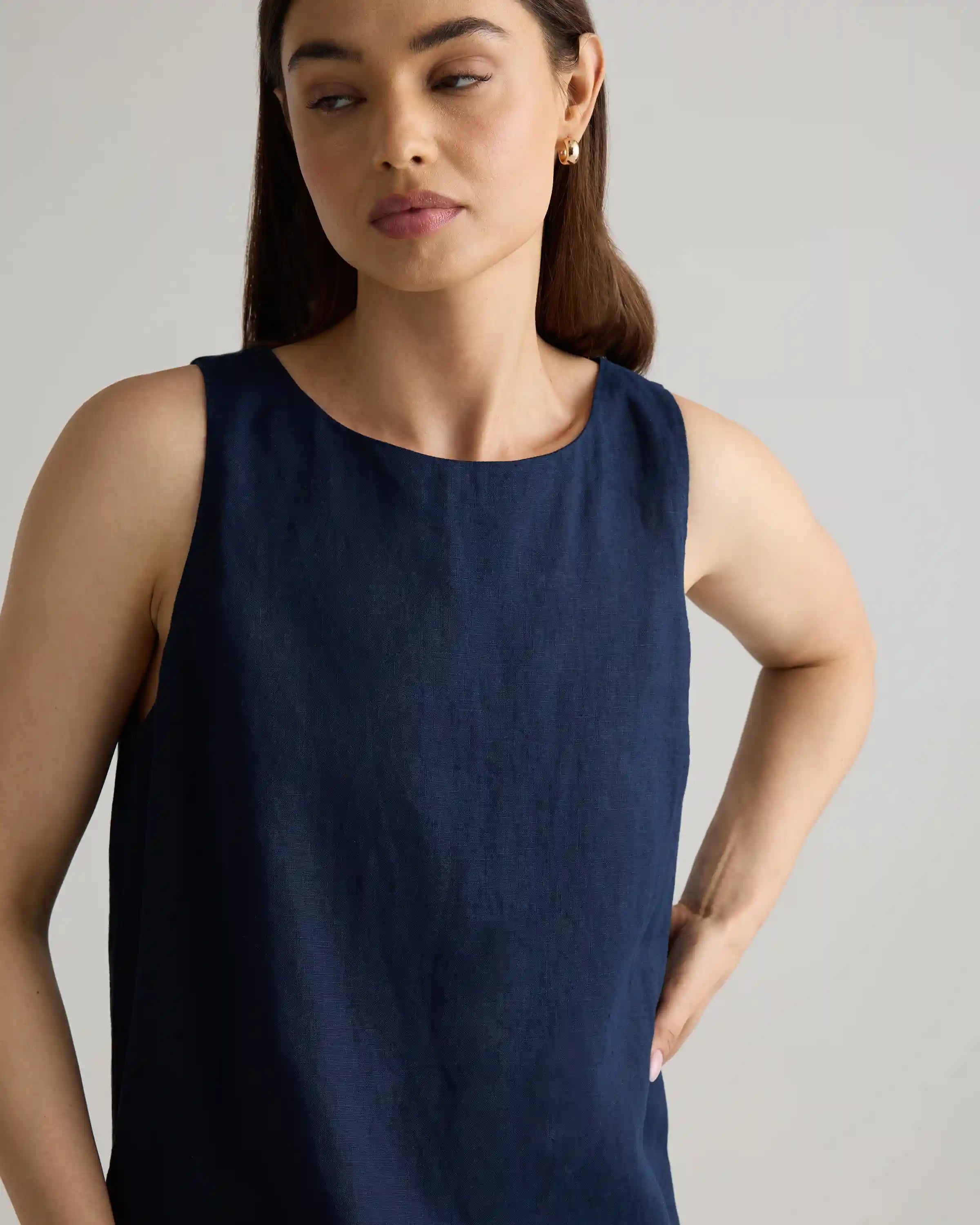 100% European Linen Tank Mini Dress