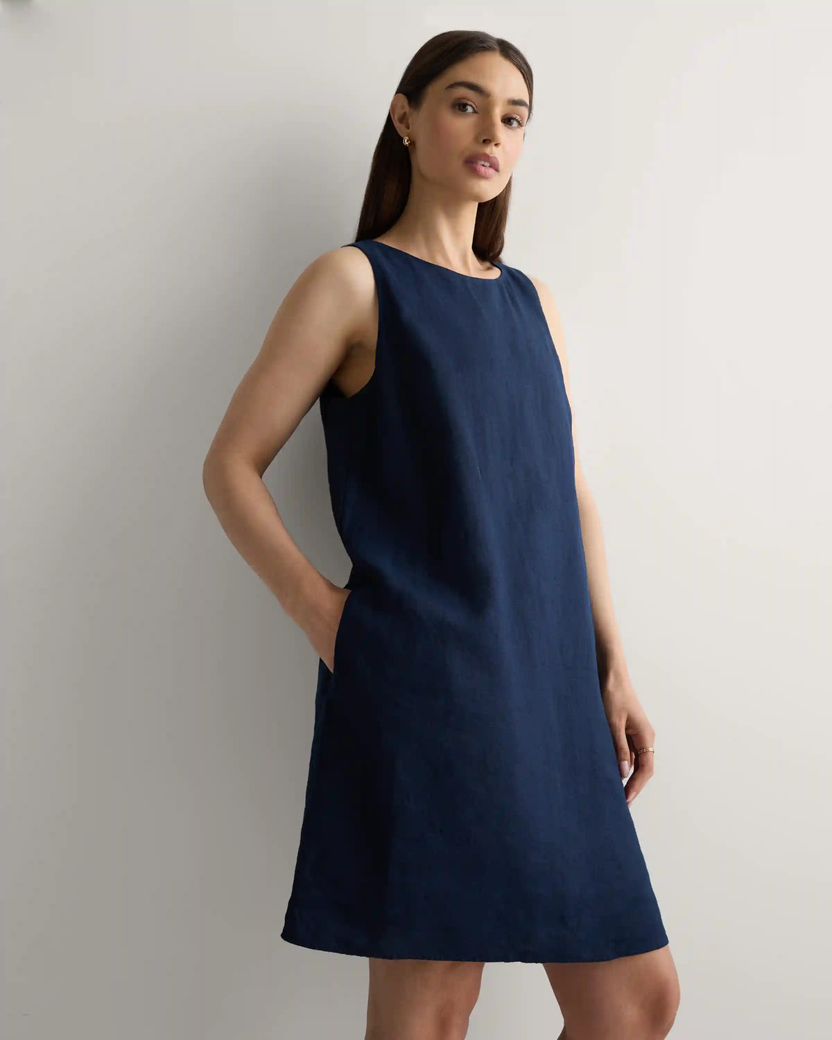 100% European Linen Tank Mini Dress