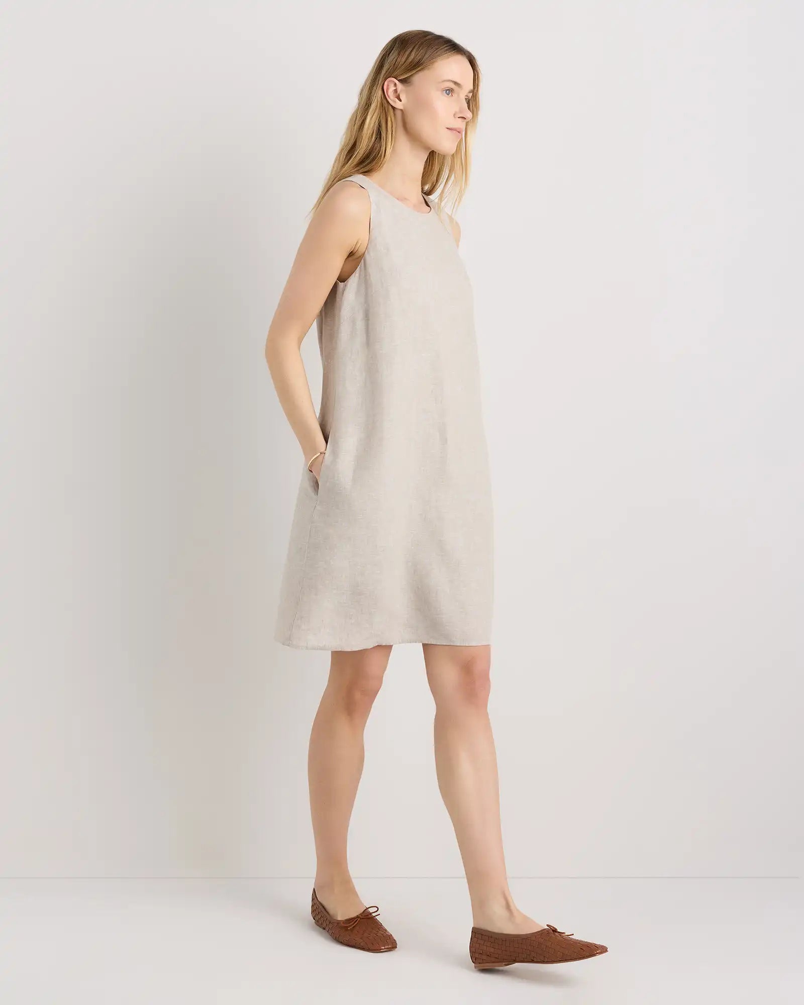 100% European Linen Tank Mini Dress