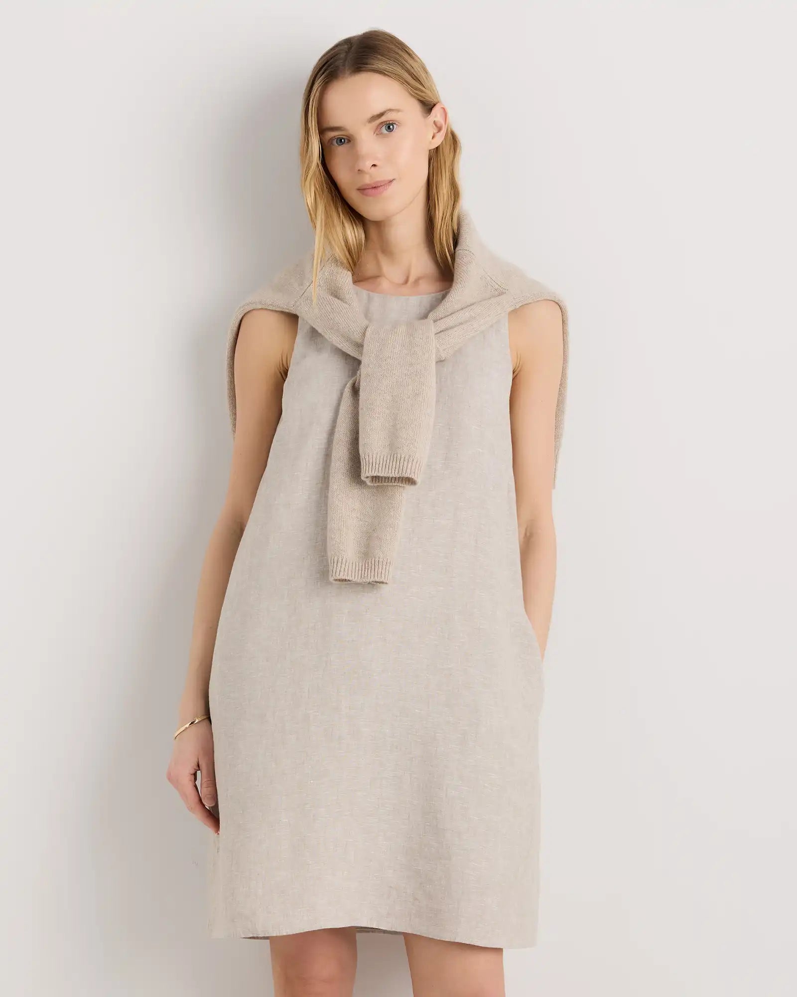 100% European Linen Tank Mini Dress